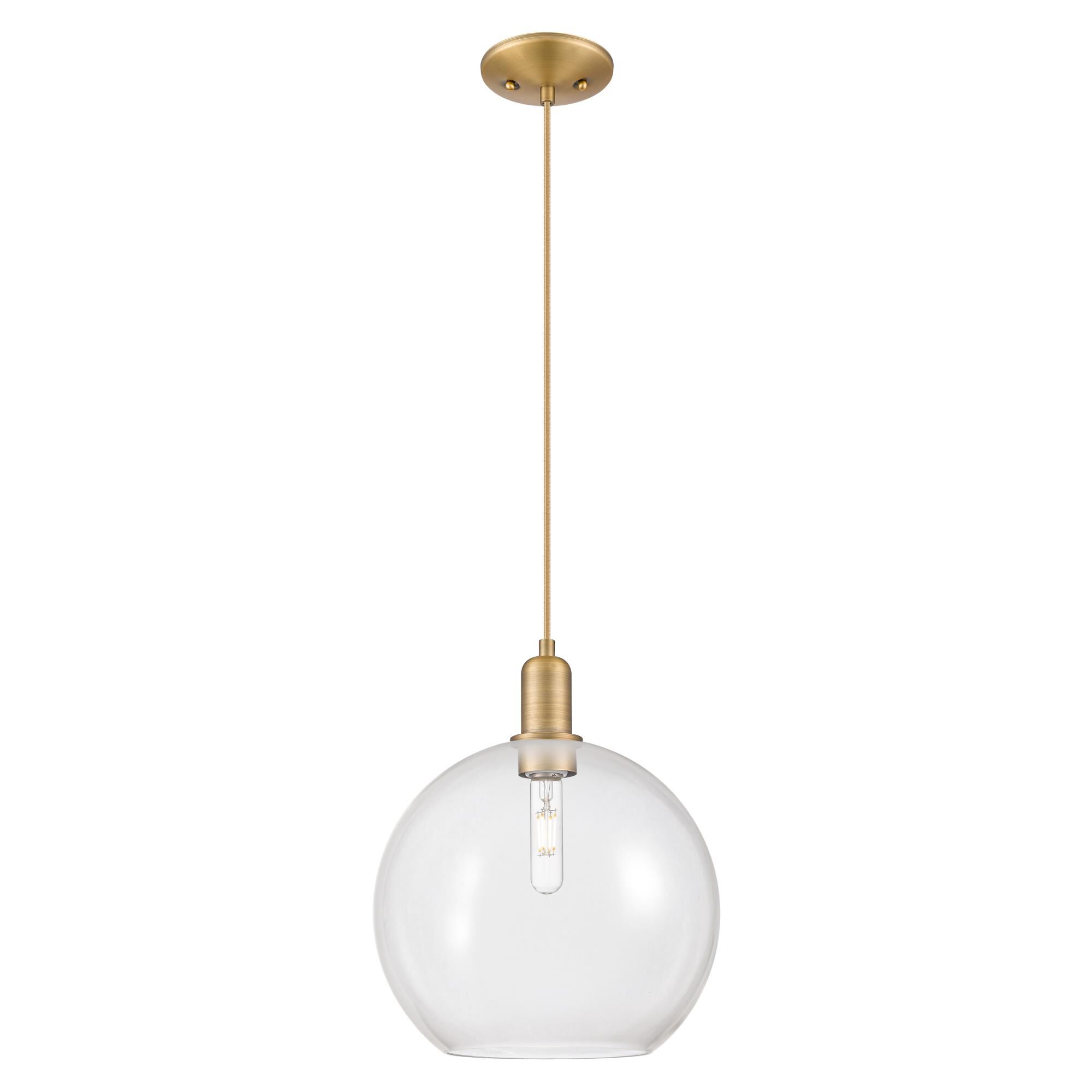 Shown in Brushed Brass finish and Clear glass