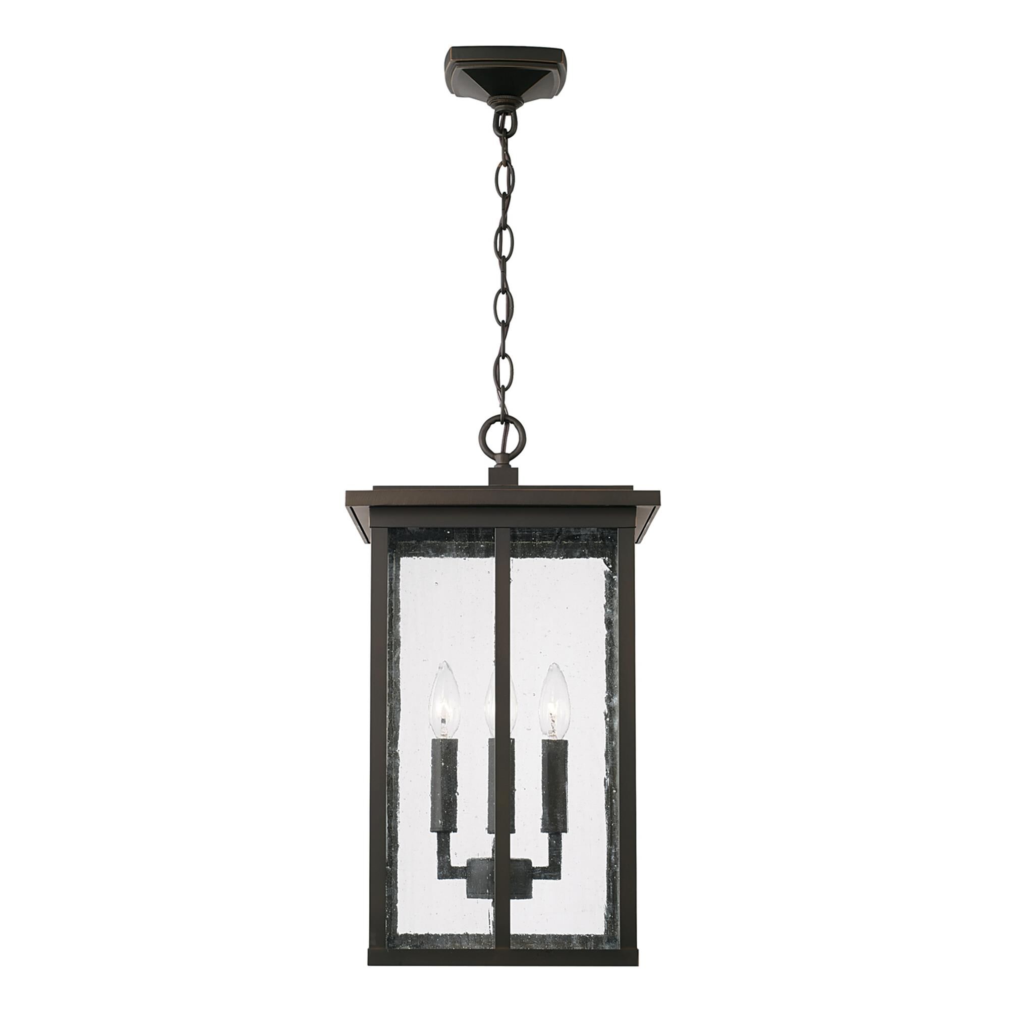 Shown in Oiled Bronze finish and Antiqued glass