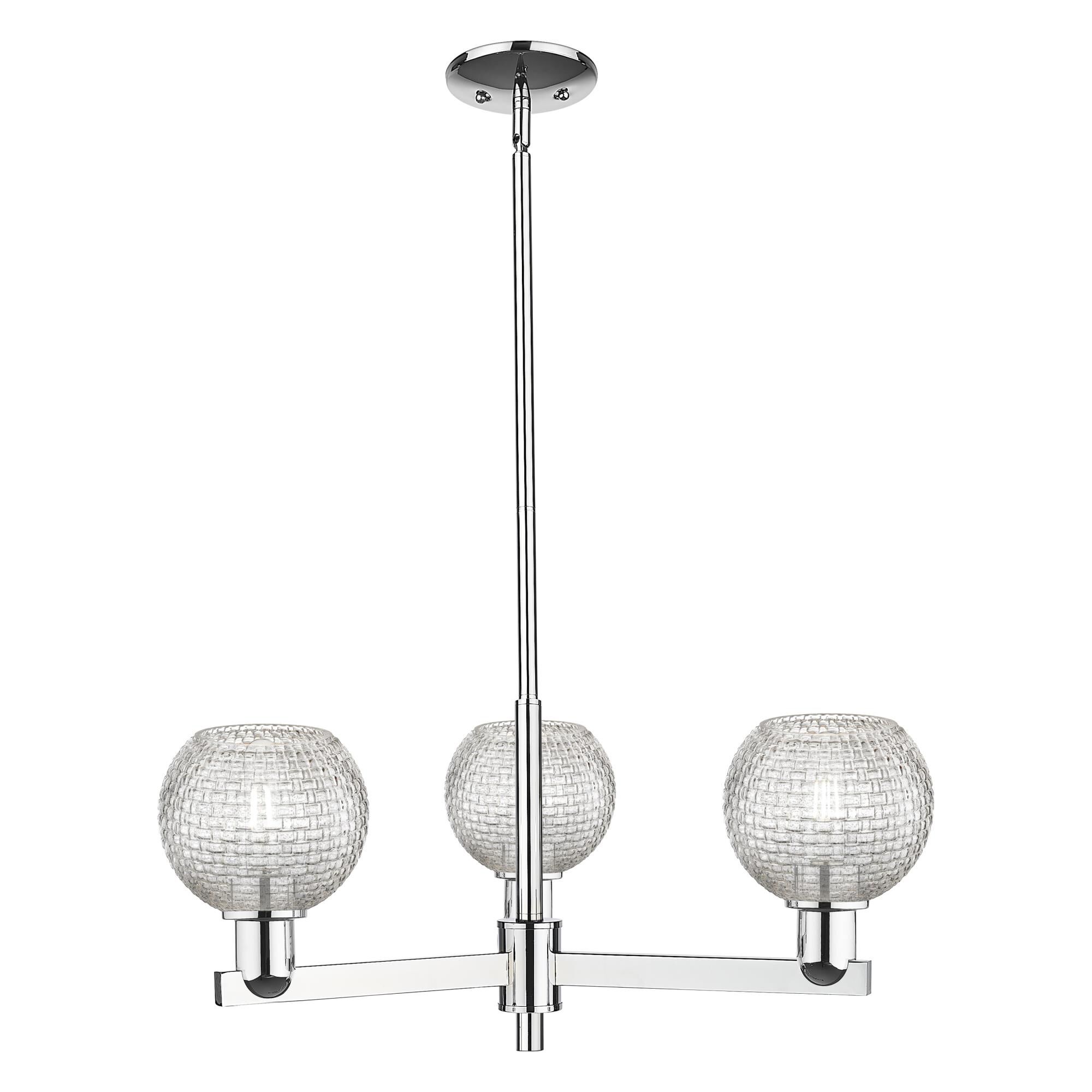 Shown in Polished Chrome finish and Clear Basketweave glass