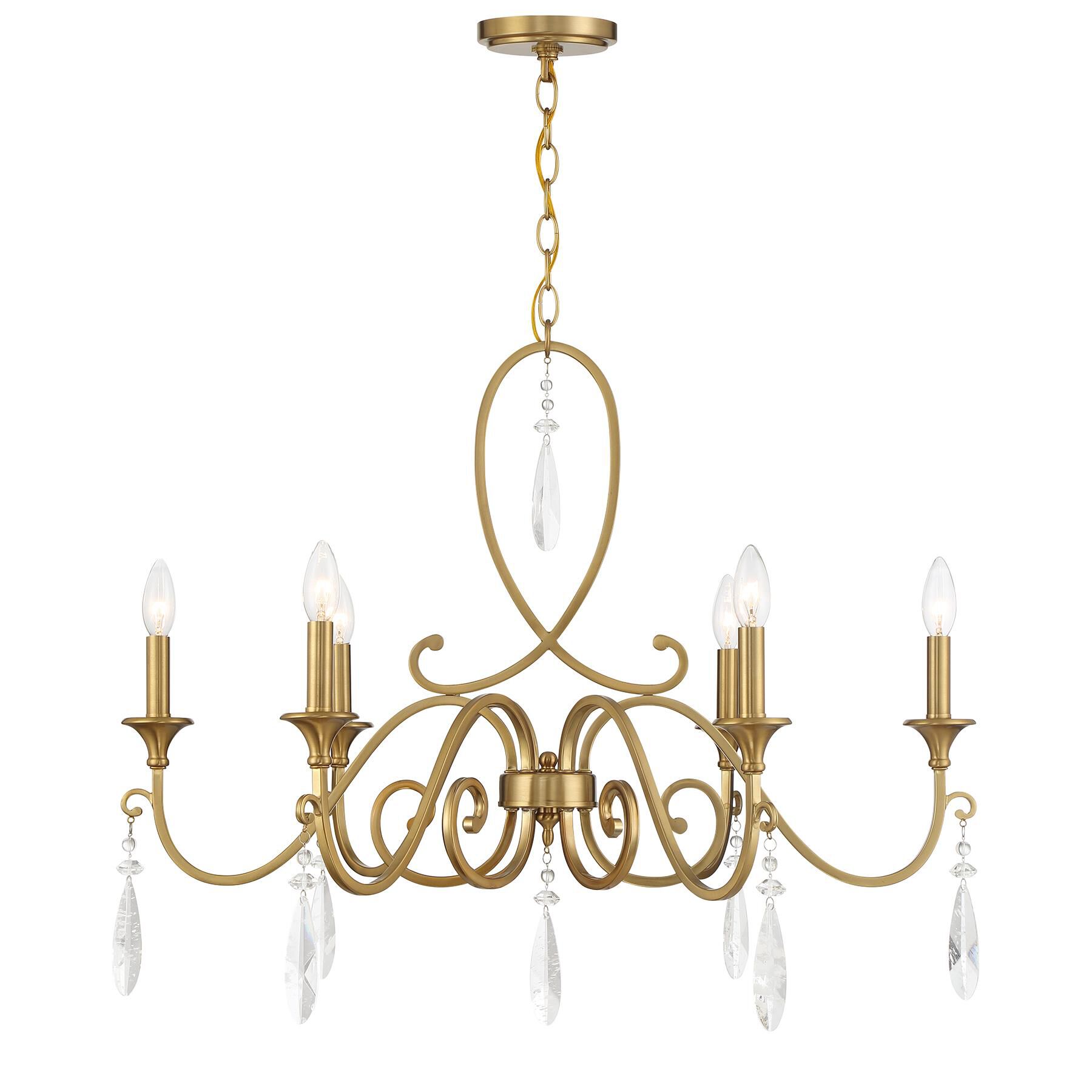 Shown in Warm Brass finish and Faux Rock Drop crystal