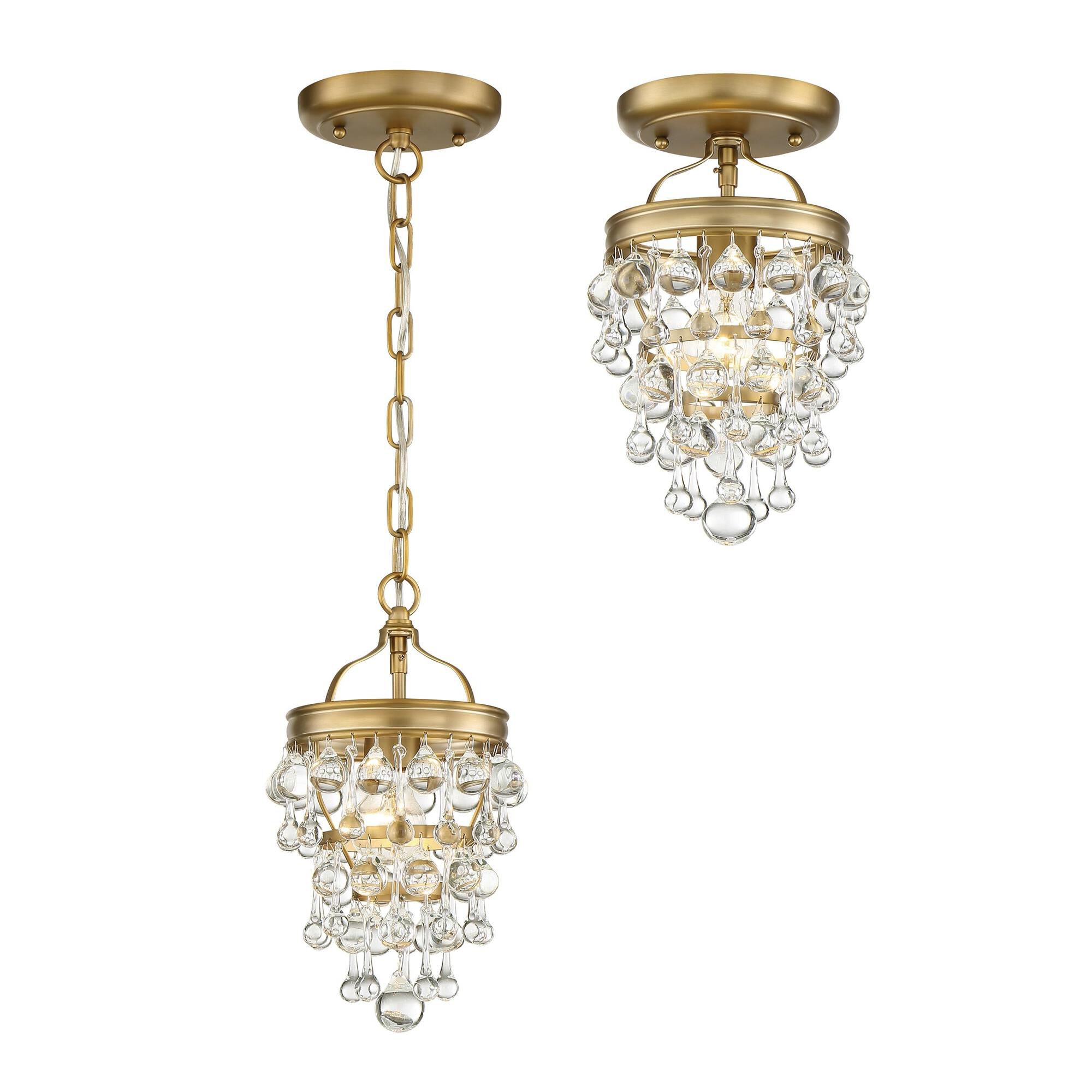Shown in Vibrant Gold finish and Clear Glass Drops crystal