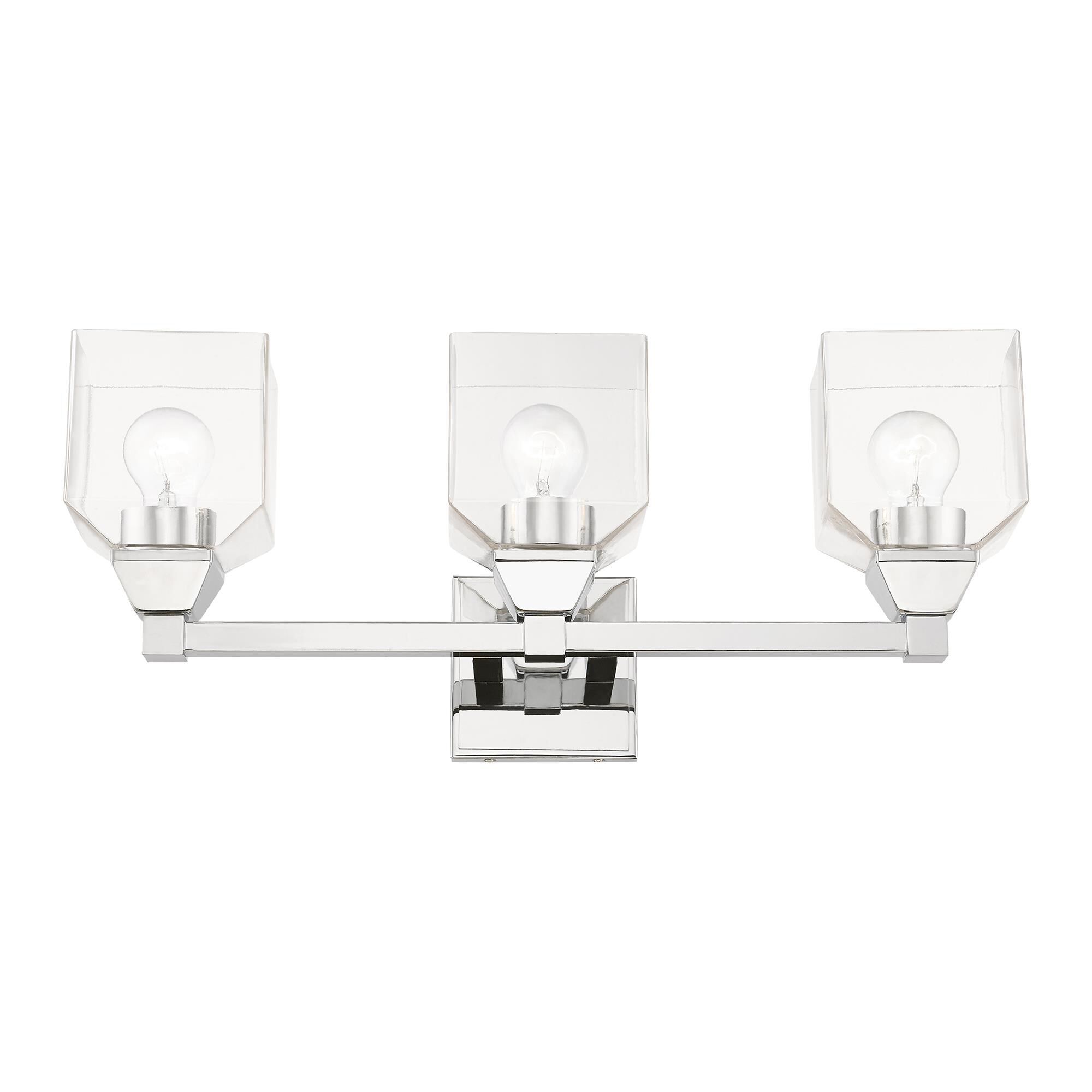 Shown in Polished Chrome finish and Clear glass