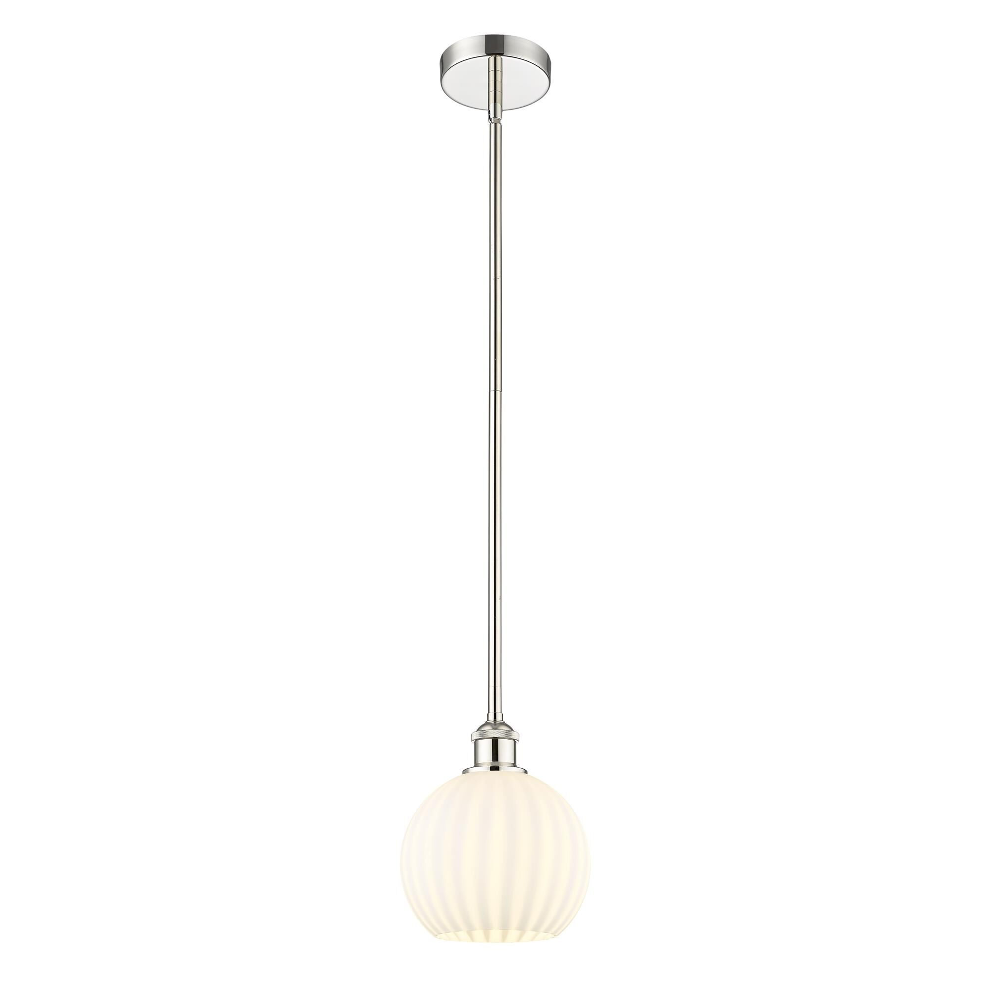 Shown in Polished Nickel finish and White Venetian glass
