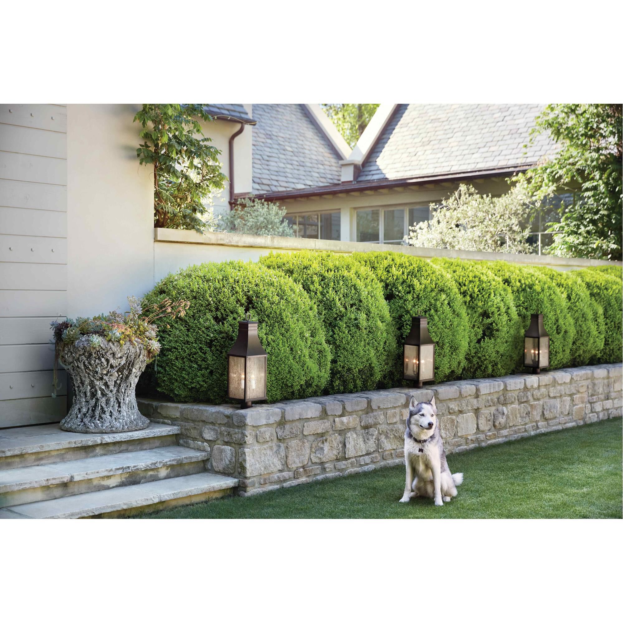 Shown in Blackened Copper finish and Clear Seedy glass