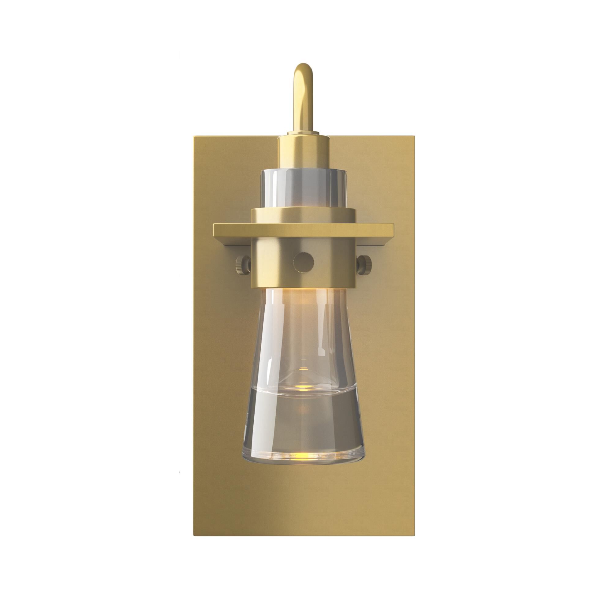 Shown in Modern Brass finish and Clear glass
