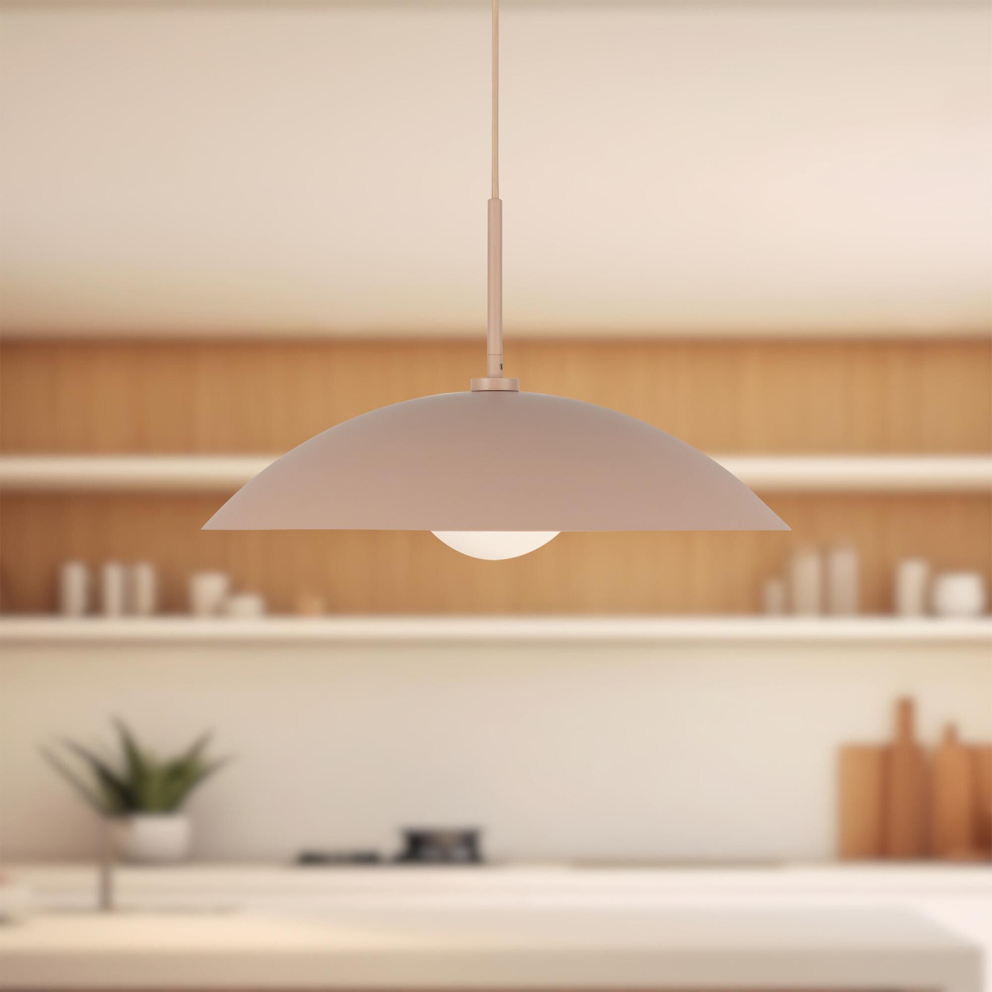 Shown in Peach finish and Opal glass