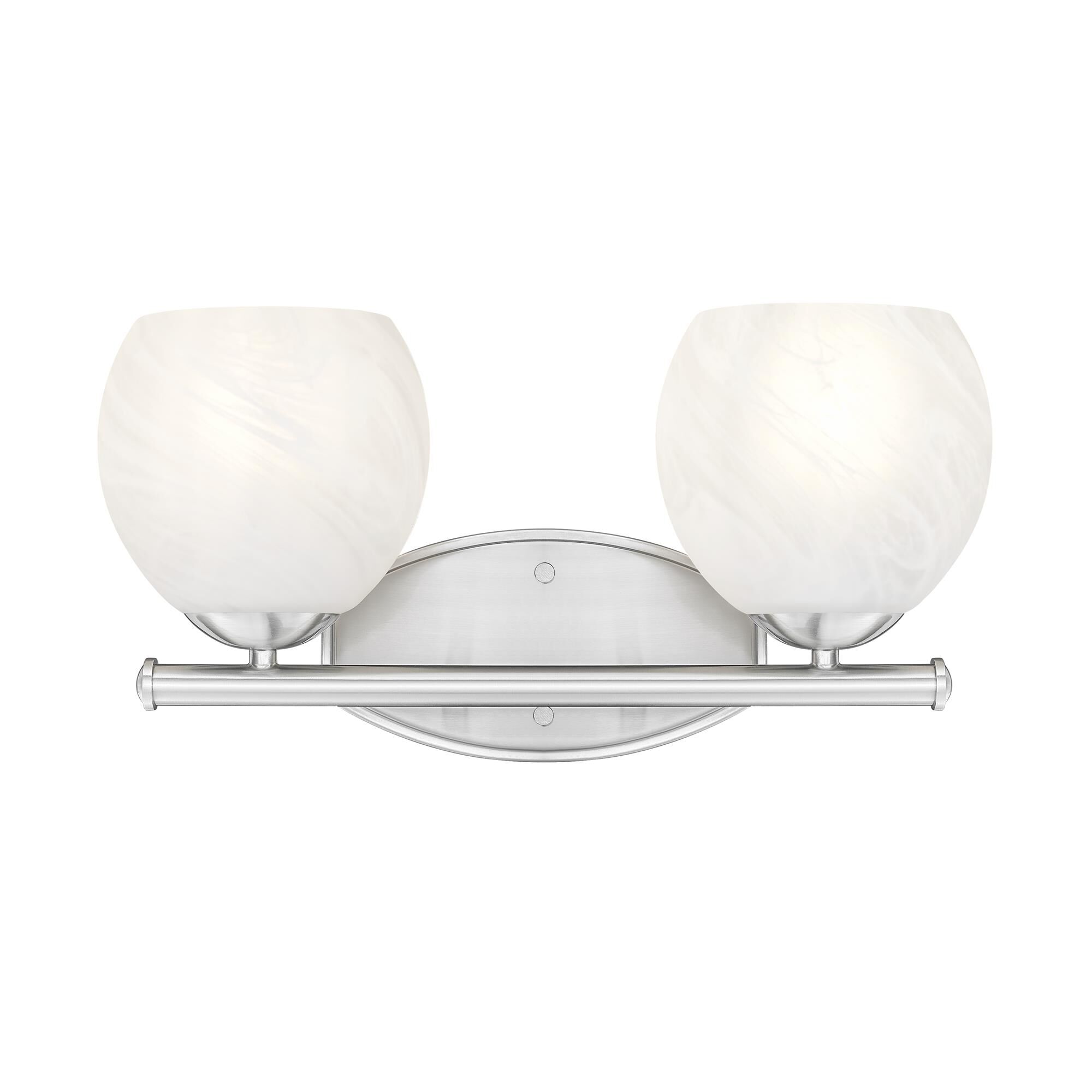 Shown in Brushed Nickel finish and Feathered White glass