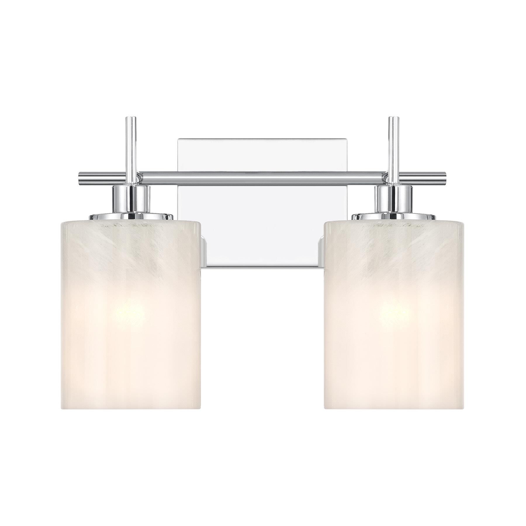 Shown in Chrome finish and White Strie glass and Glass shade