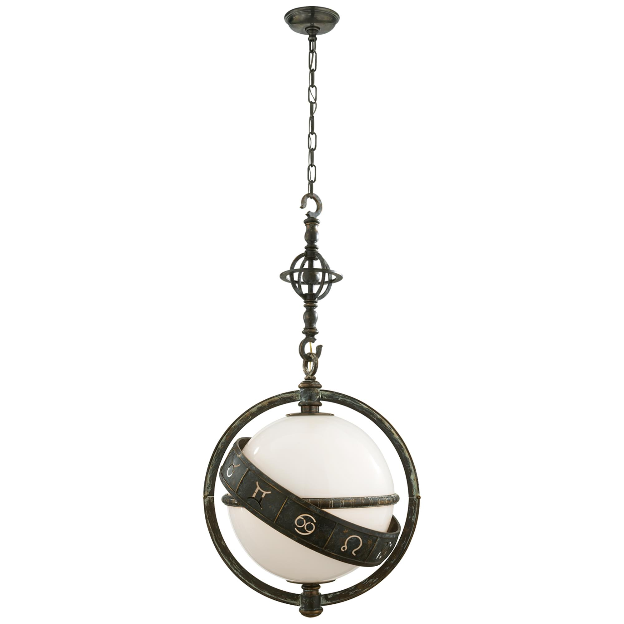 Shown in Bronze finish and White glass
