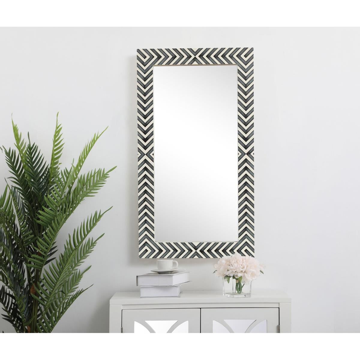 Rectangular mirror 36x20 inch in chevron Wall Mirror by Elegant Decor