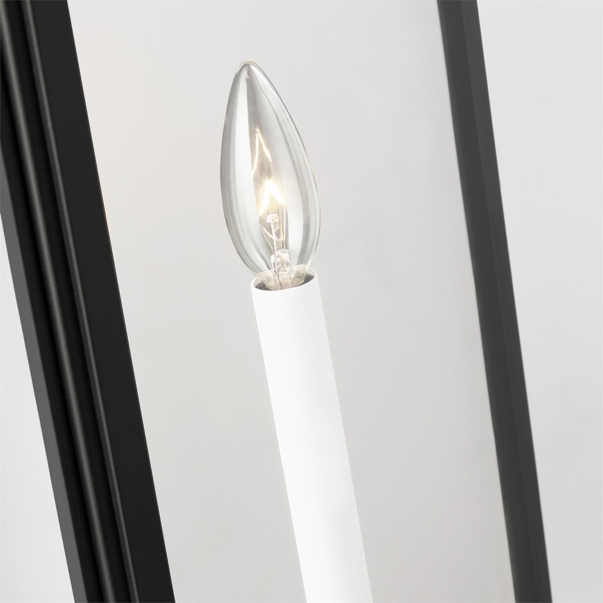 Shown in Textured Black finish and Clear Glass Panels shade