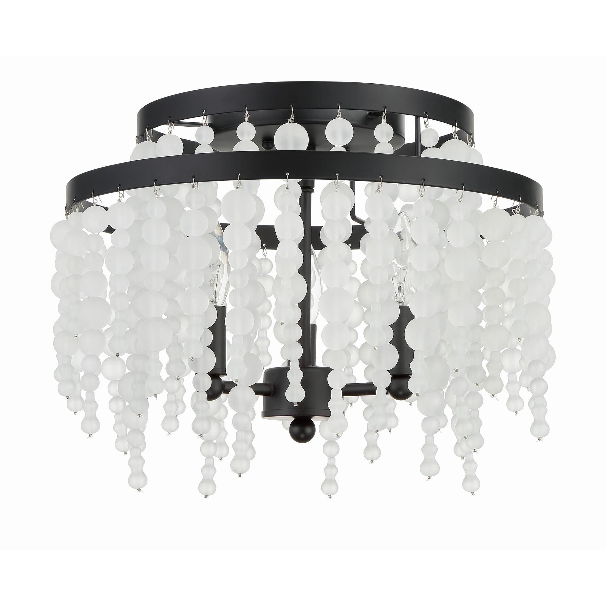 Shown in Matte Black finish and Frosted Glass Beads crystal