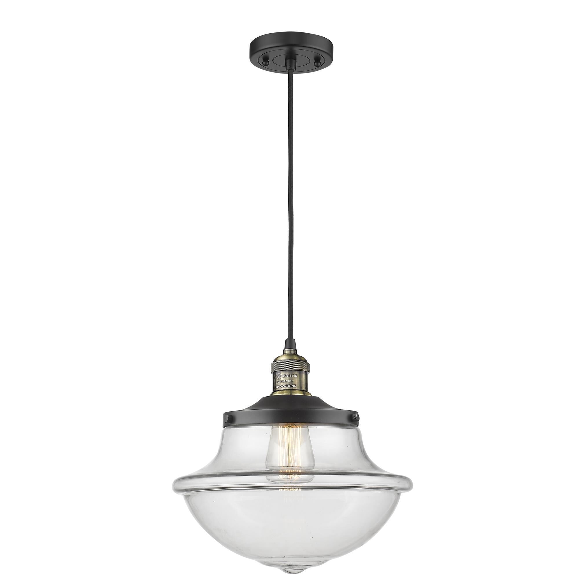 Shown in Black Antique Brass finish and Clear glass
