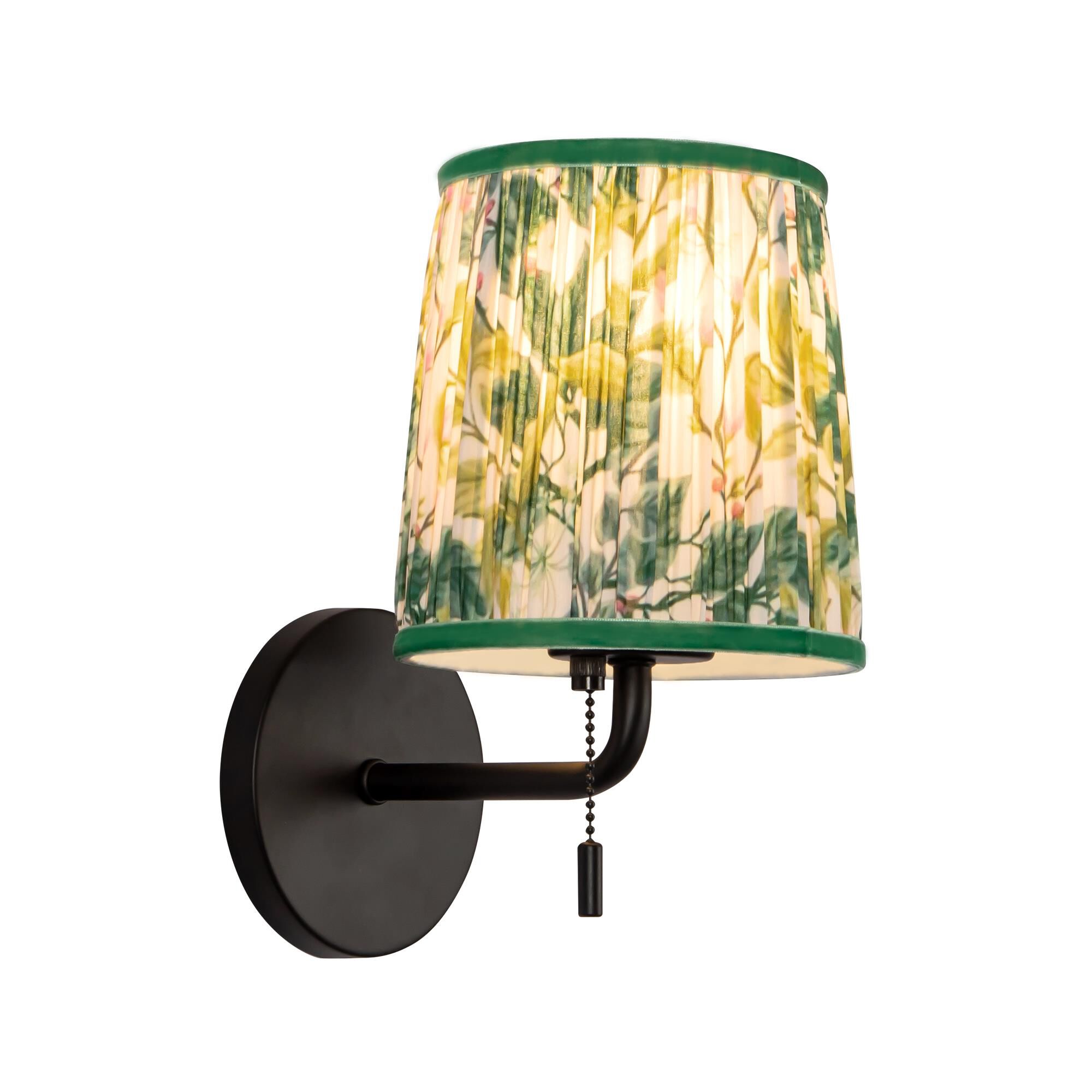 Shown in Matte Black finish and Green Linen shade
