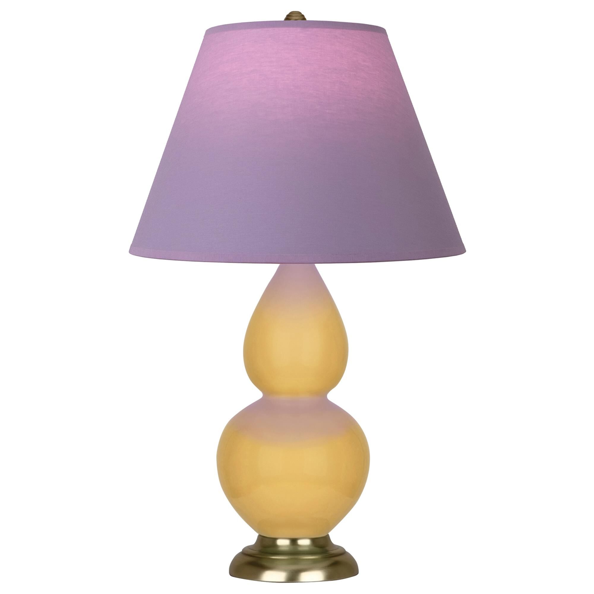 Shown in Sunset finish and Lavender and Plum shade and Antique Brass accent