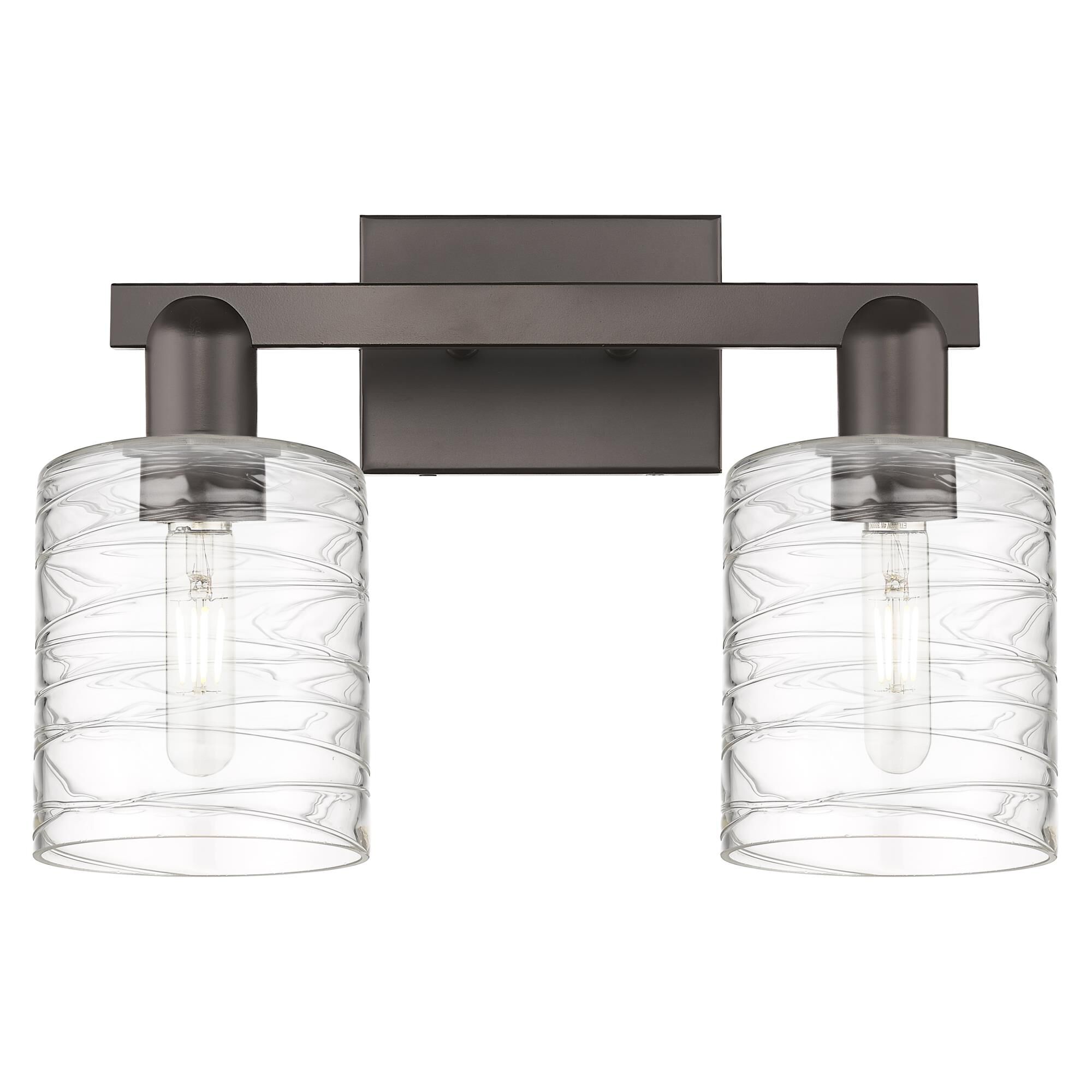 Shown in Oil Rubbed Bronze finish and Deco Swirl glass