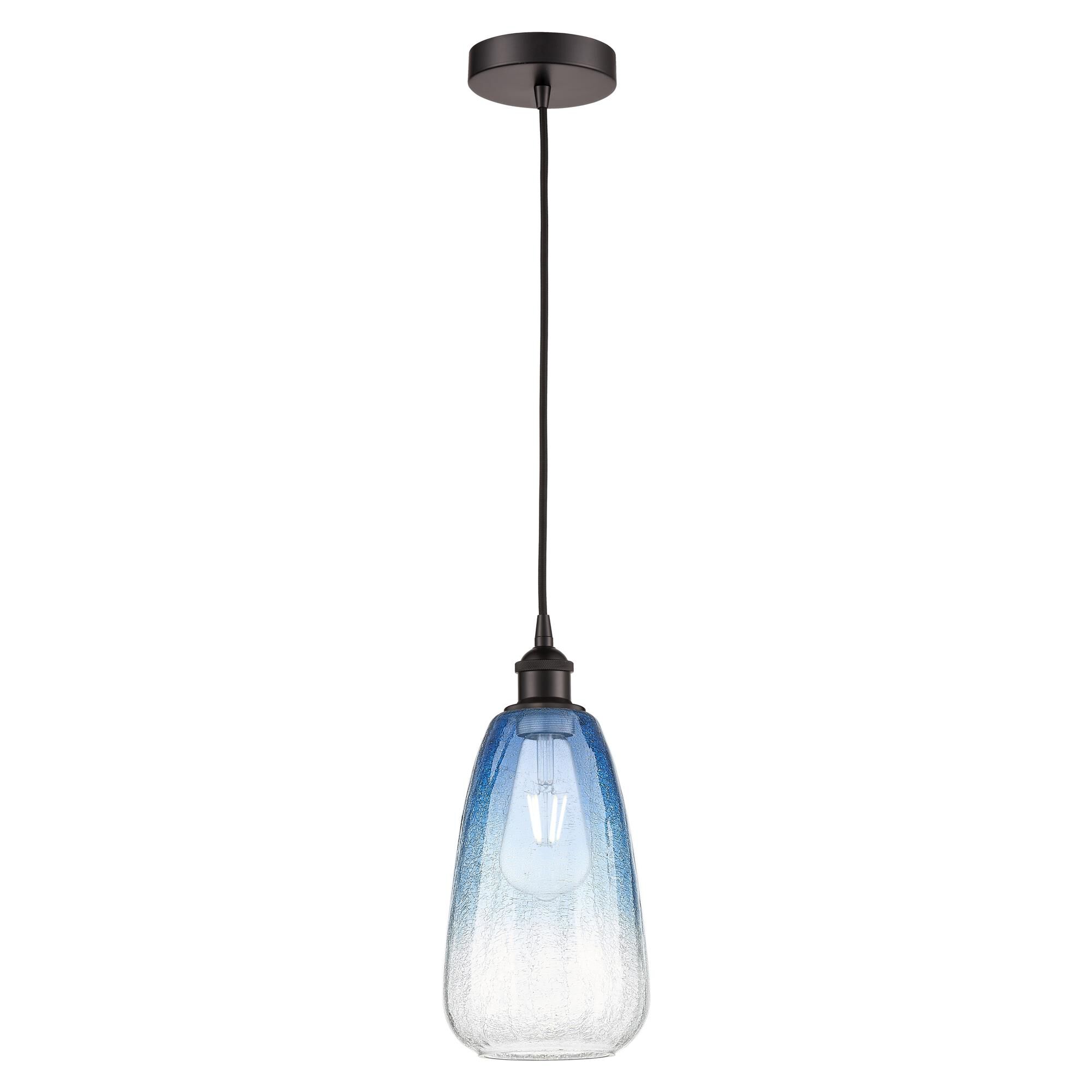 Shown in Oil Rubbed Bronze finish and Sapphire Blue glass