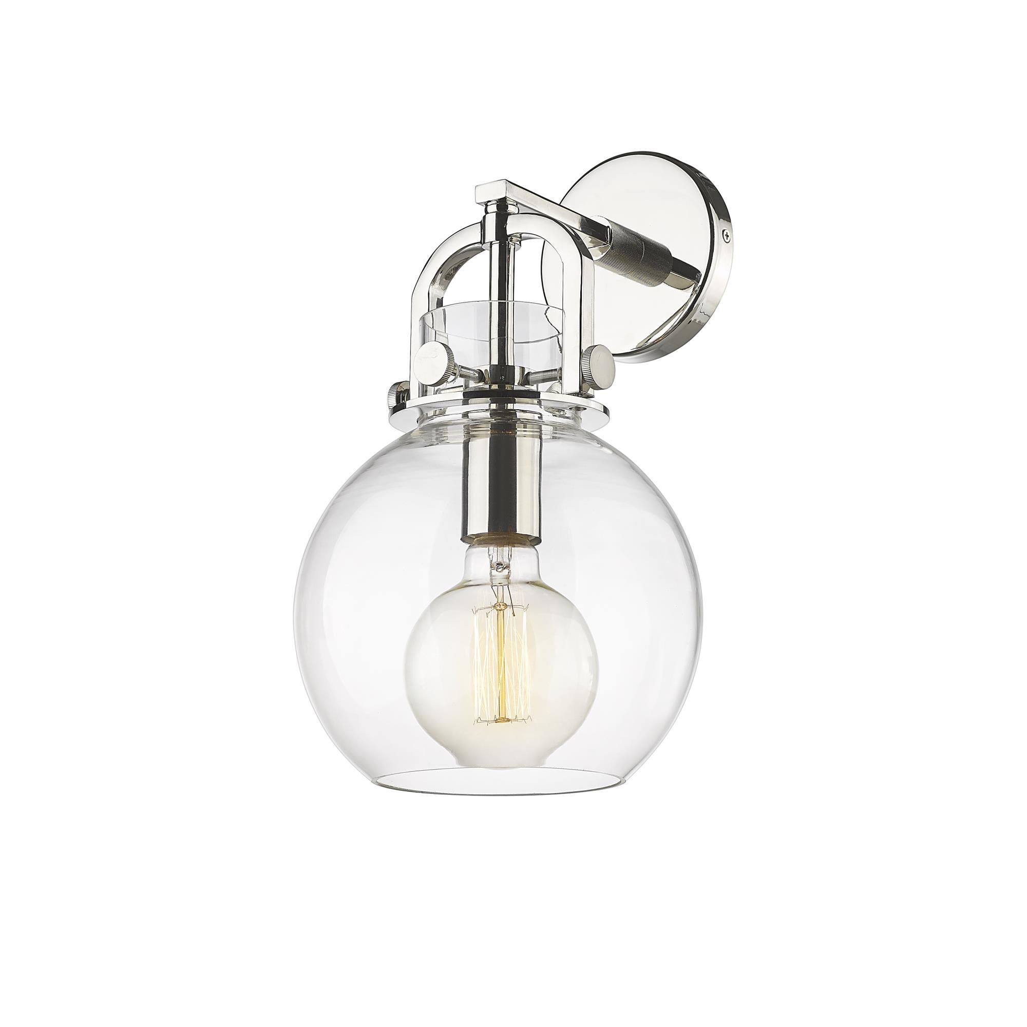 Shown in Polished Nickel finish and Clear glass