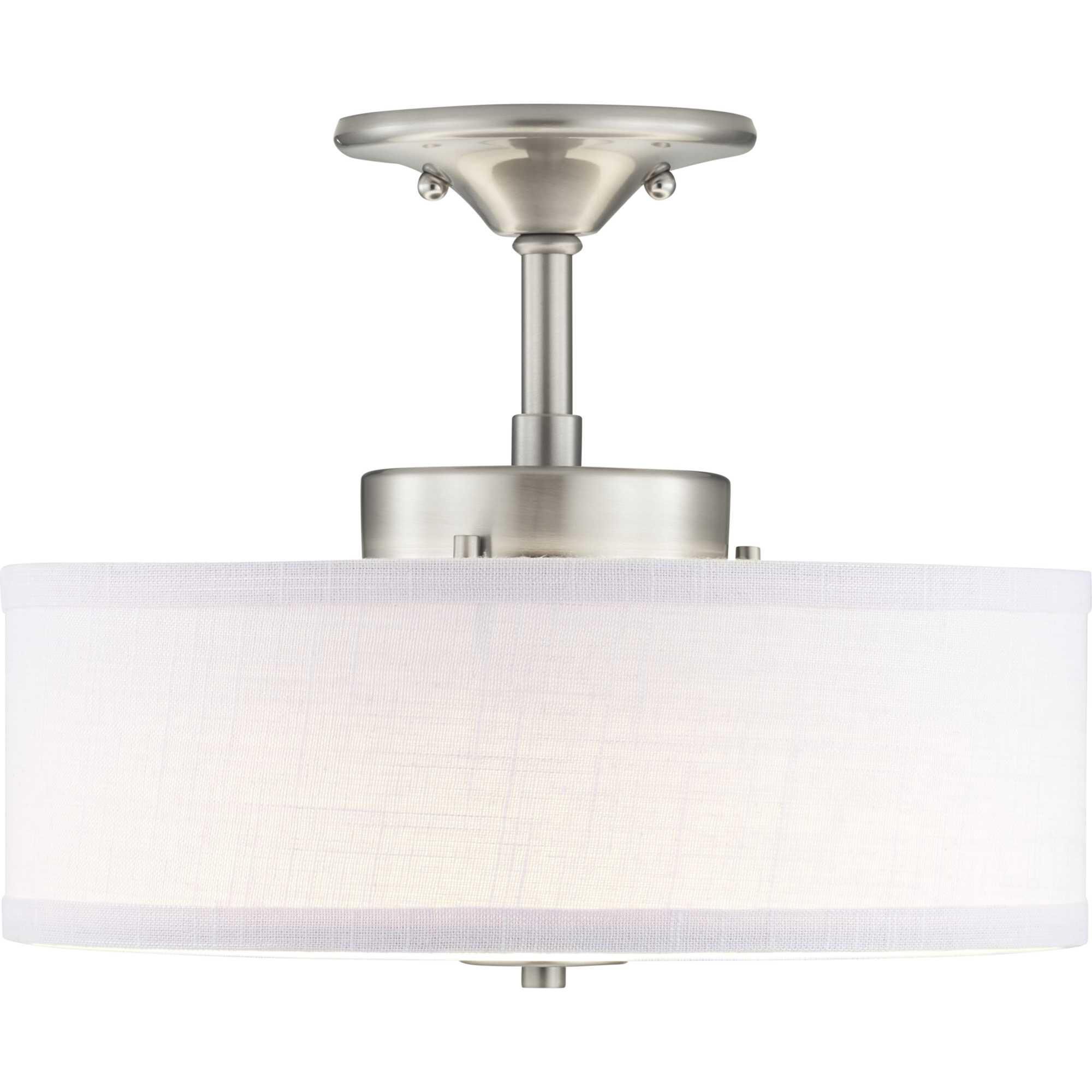 Shown in Brushed Nickel finish and Summer Linen glass and Fabric shade