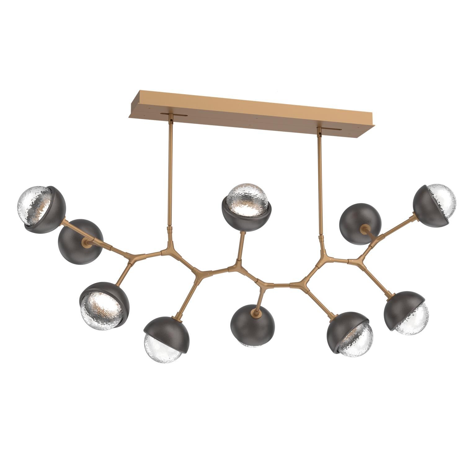 Shown in Novel Brass finish and Clear glass and Graphite accent