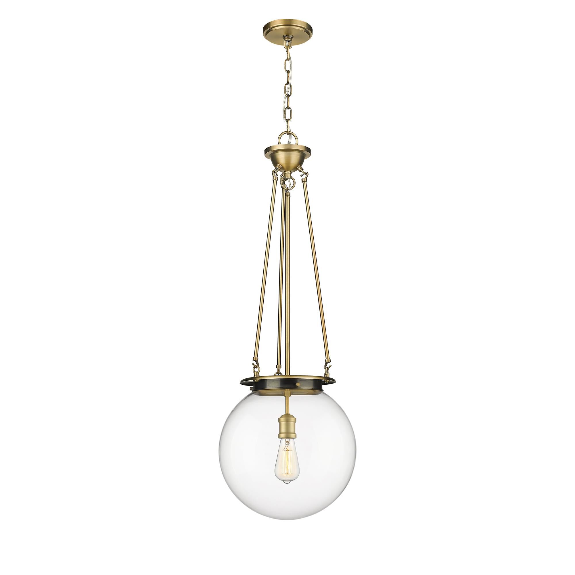 Shown in Brushed Brass finish and Clear glass