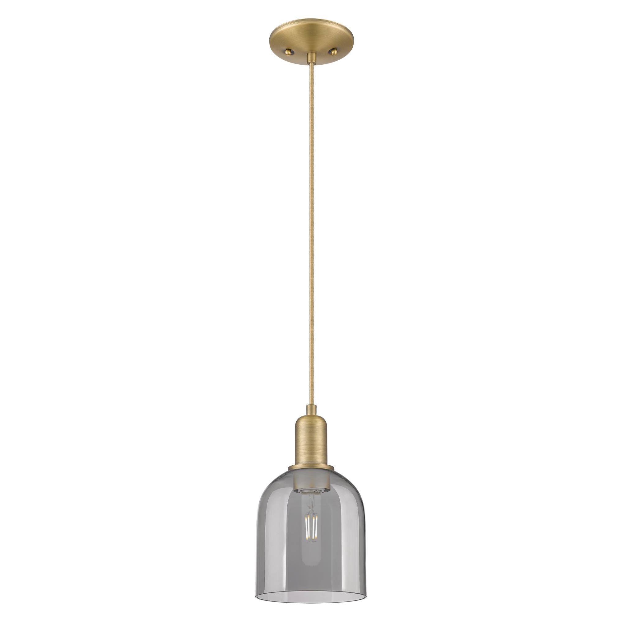 Shown in Brushed Brass finish and Light Smoke glass