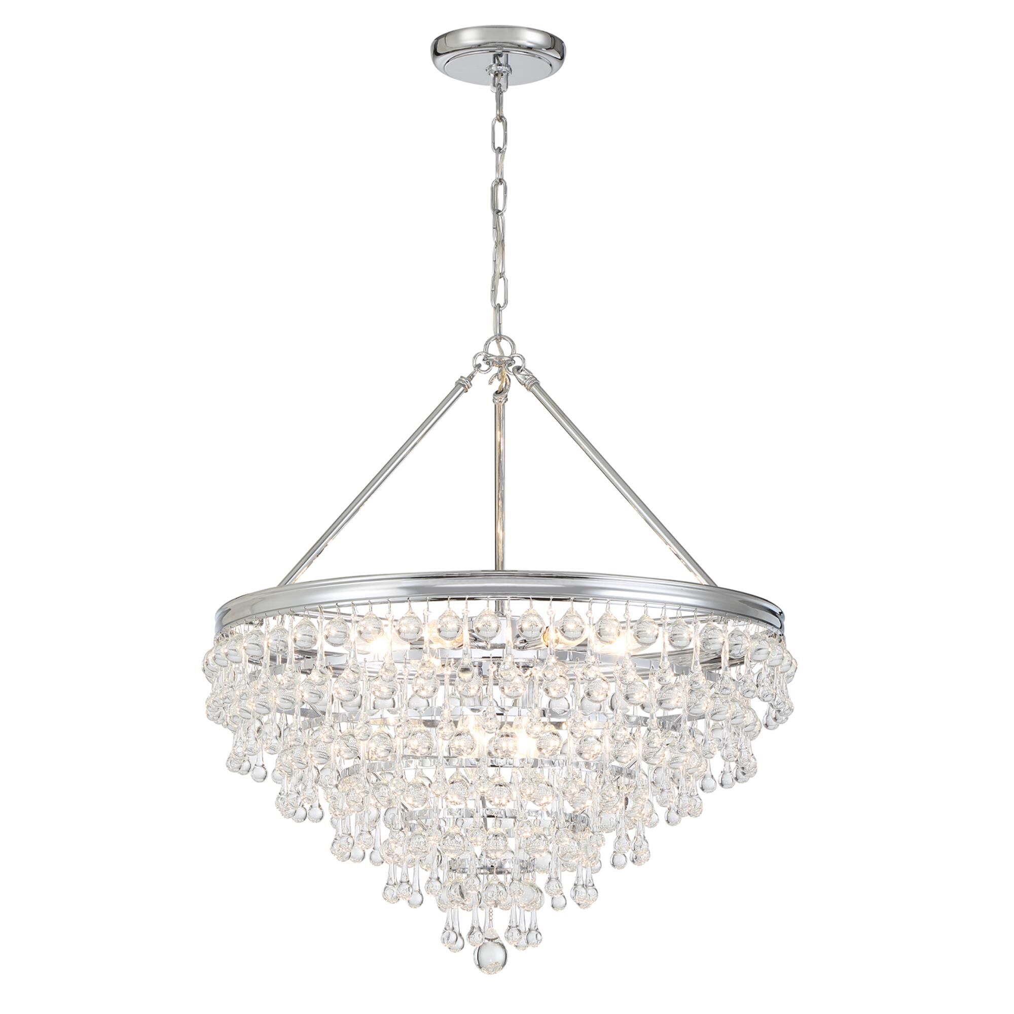 Shown in Polished Chrome finish and Clear Glass Drops crystal