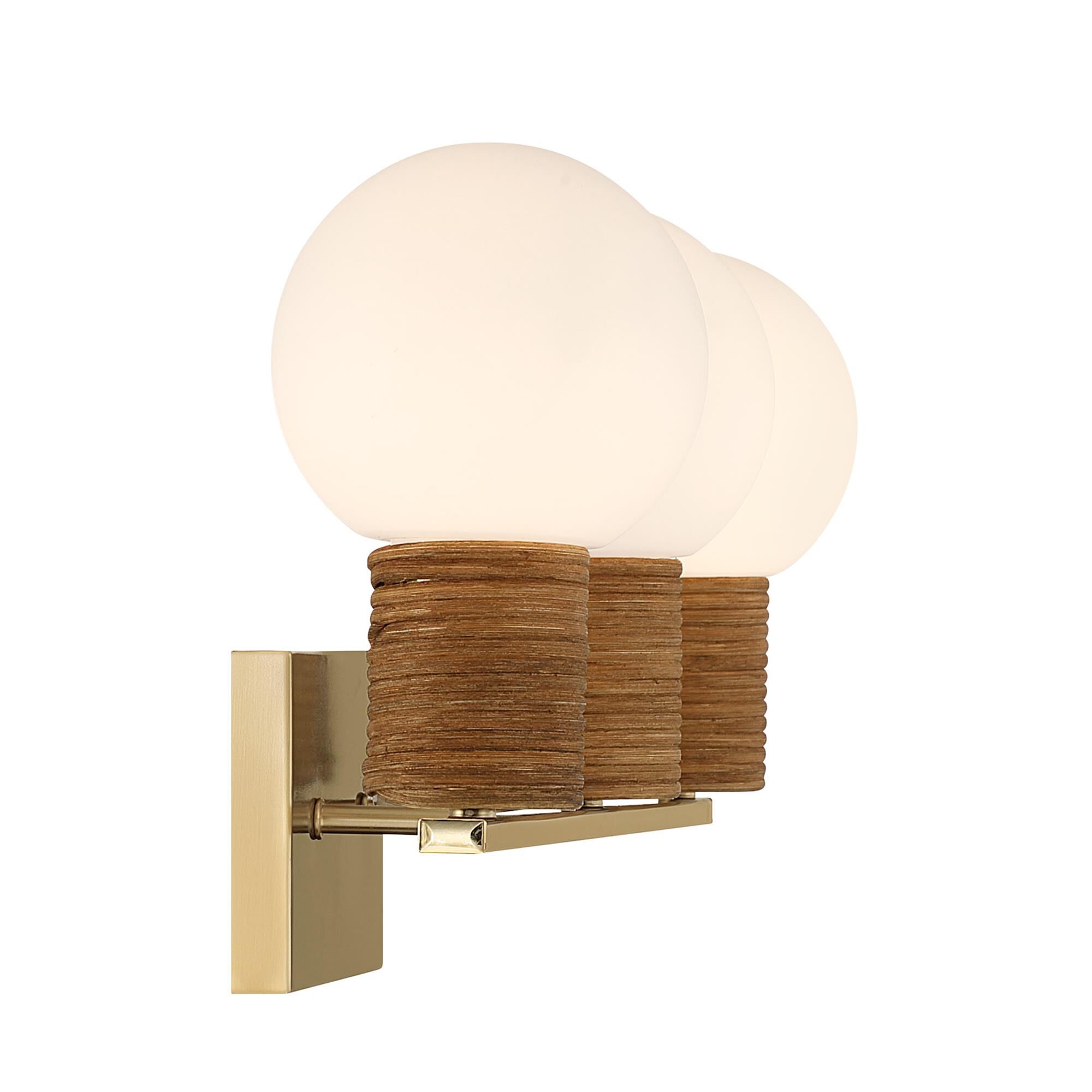 Shown in Warm Brass finish and White Opal glass