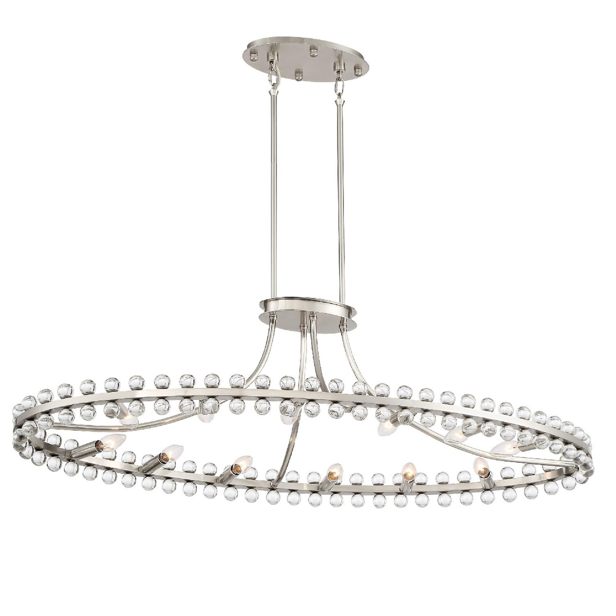 Shown in Brushed Nickel finish and Glass Ball crystal and Spheres glass