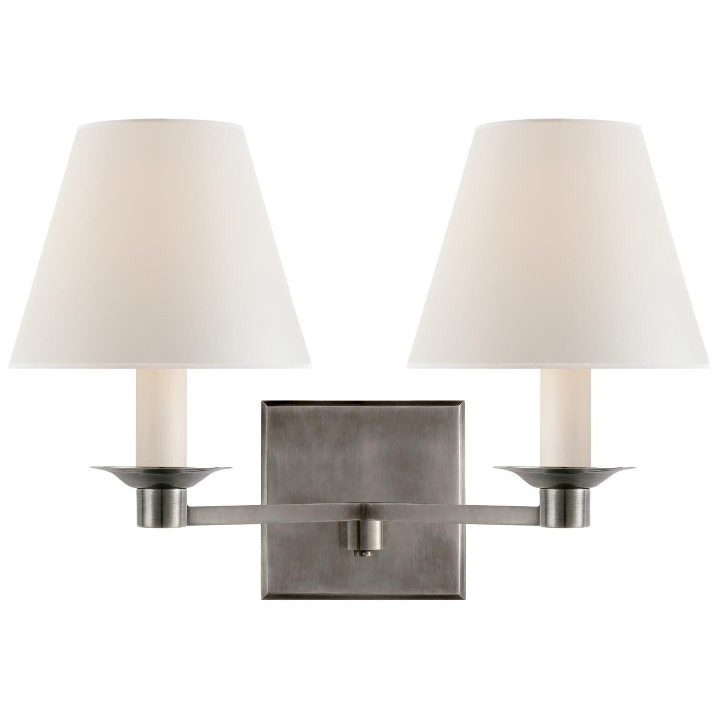 Shown in Antique Nickel finish and Percale shade