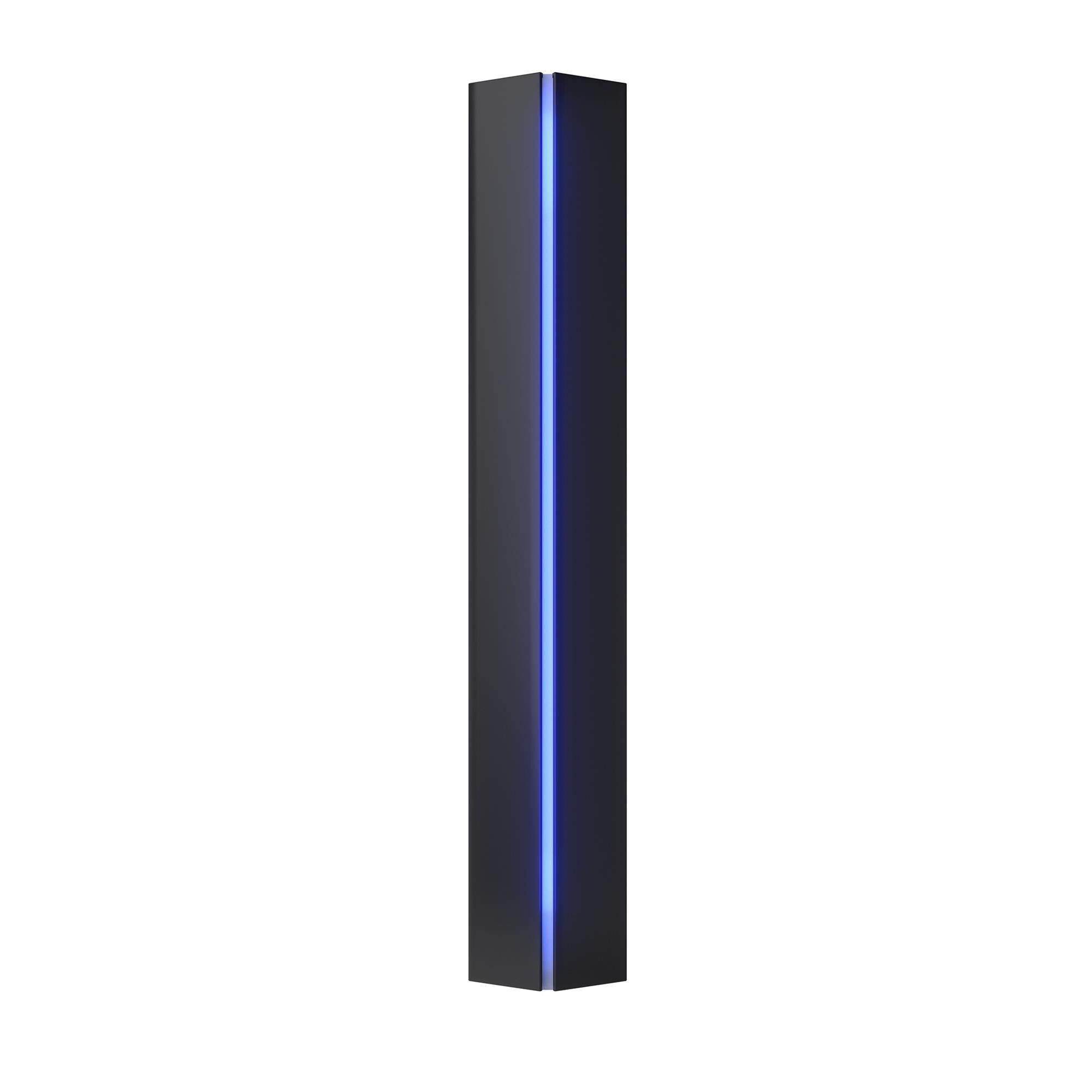 Shown in Black finish and Blue  glass