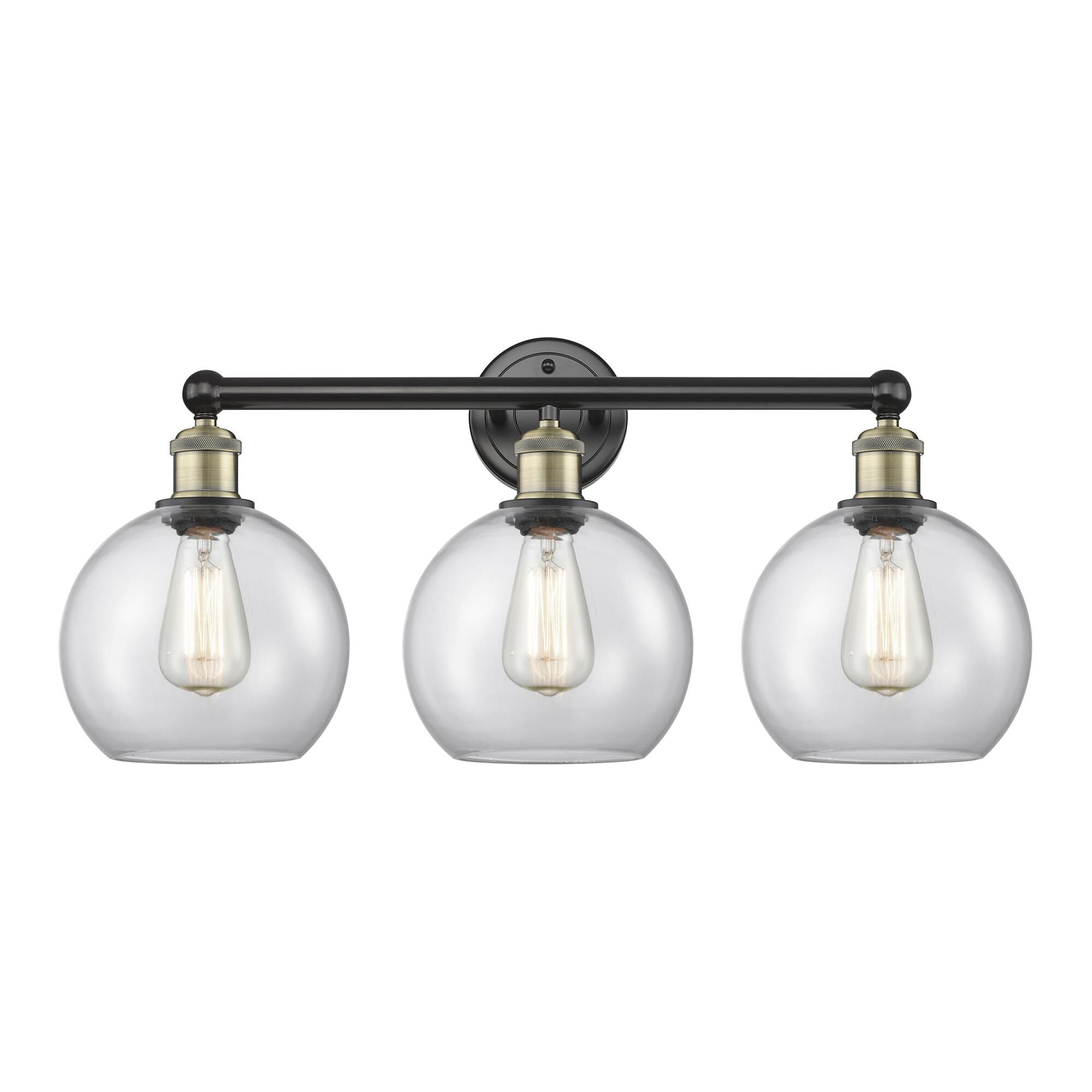 Shown in Black Antique Brass finish and Clear glass