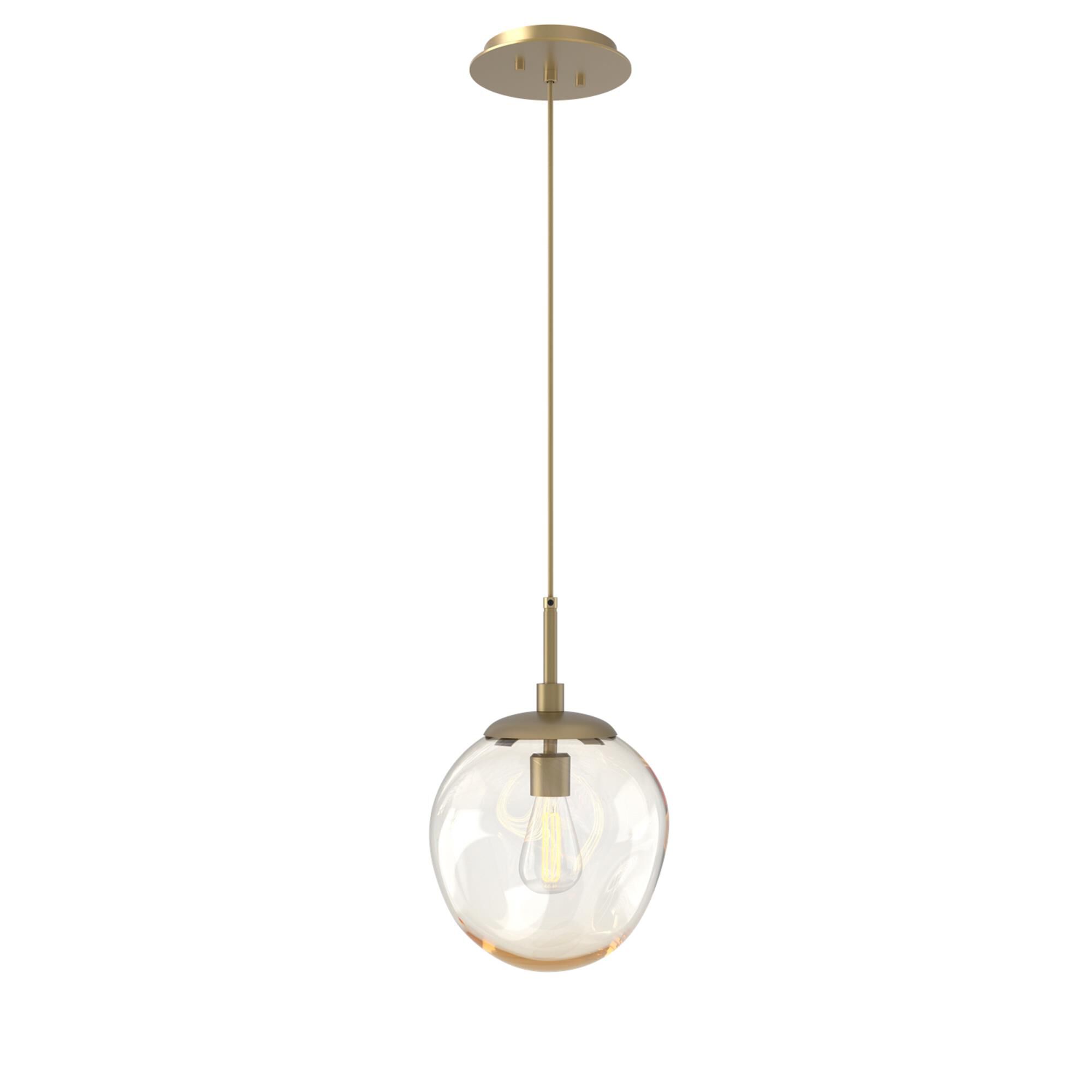 Shown in Gilded Brass finish and Blown Amber glass