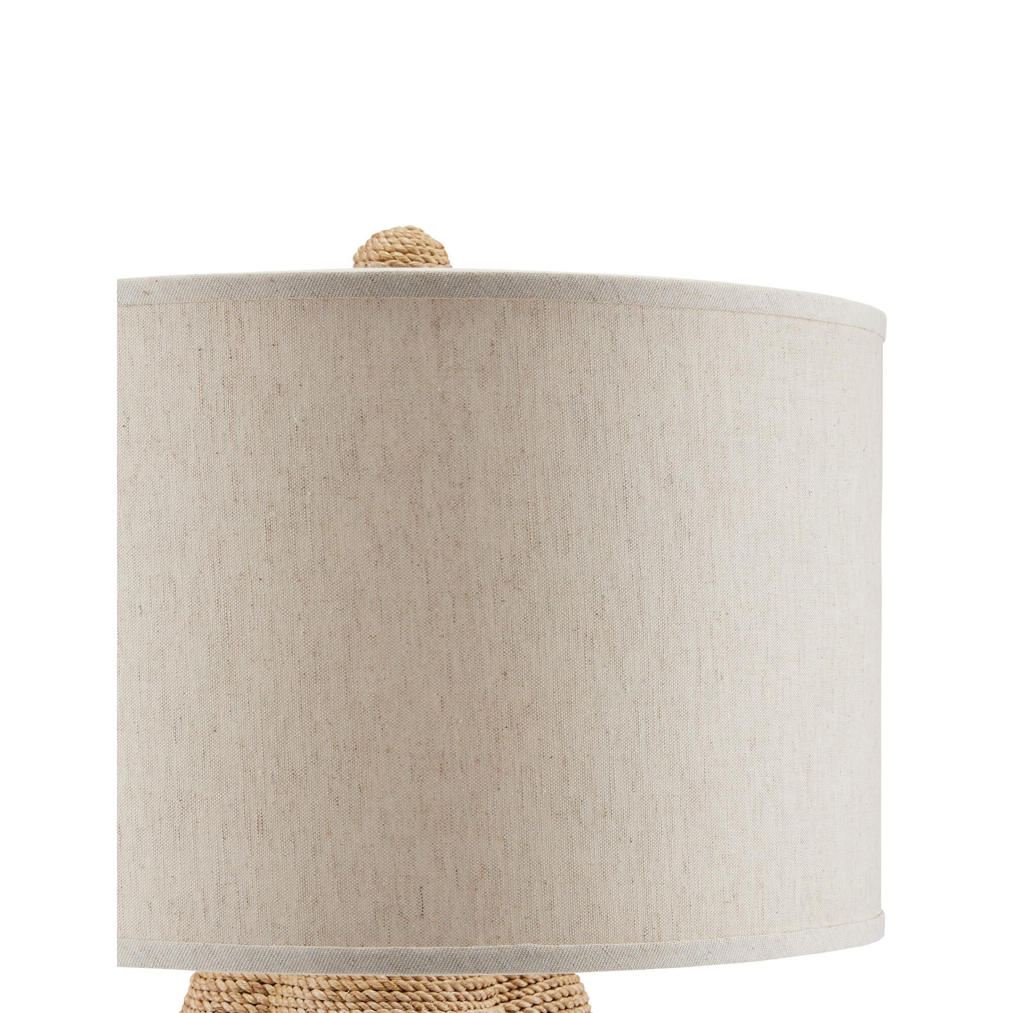 Shown in Satin Black and Natural Abaca Rope finish and Natural Linen shade