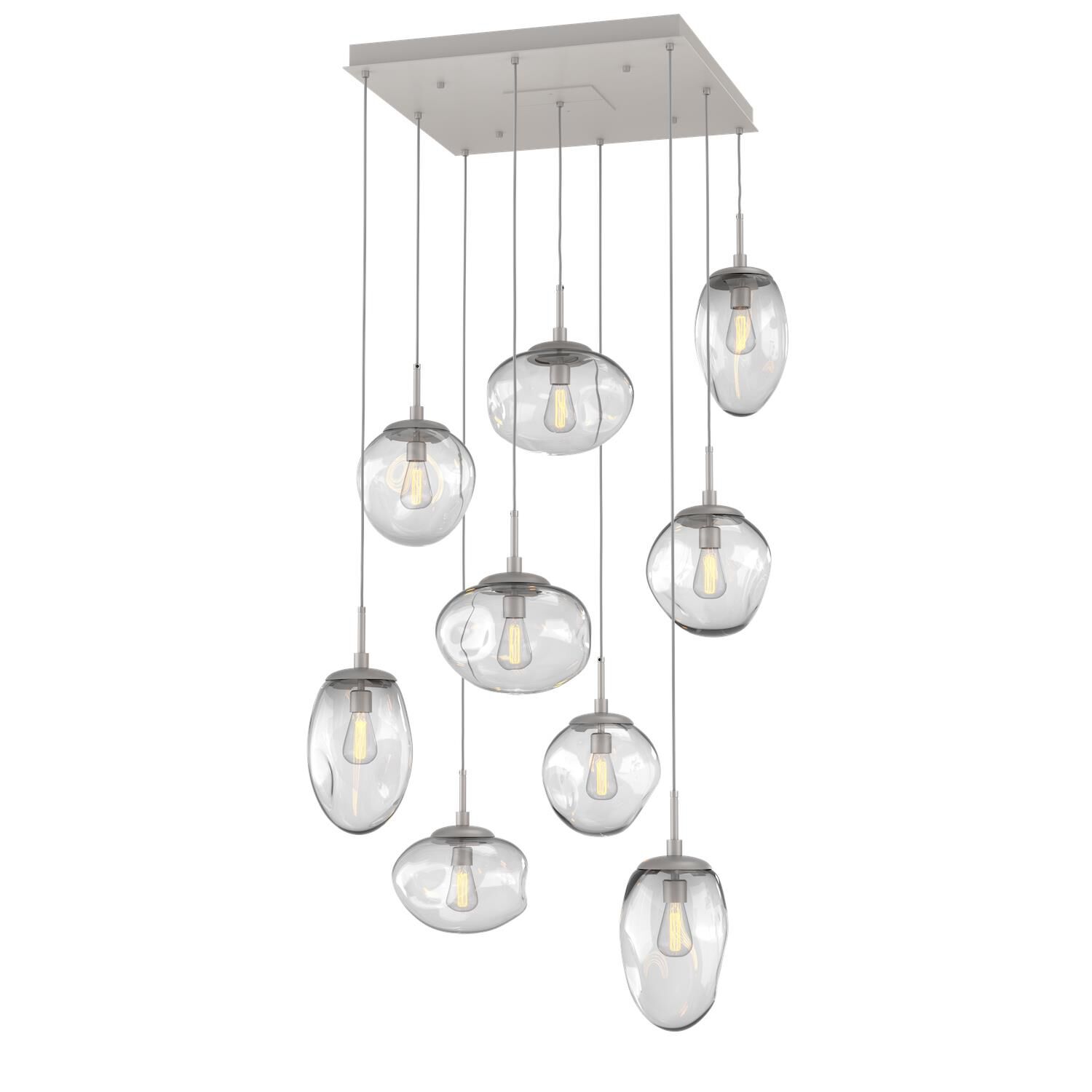 Shown in Metallic Beige Silver finish and Blown Clear glass