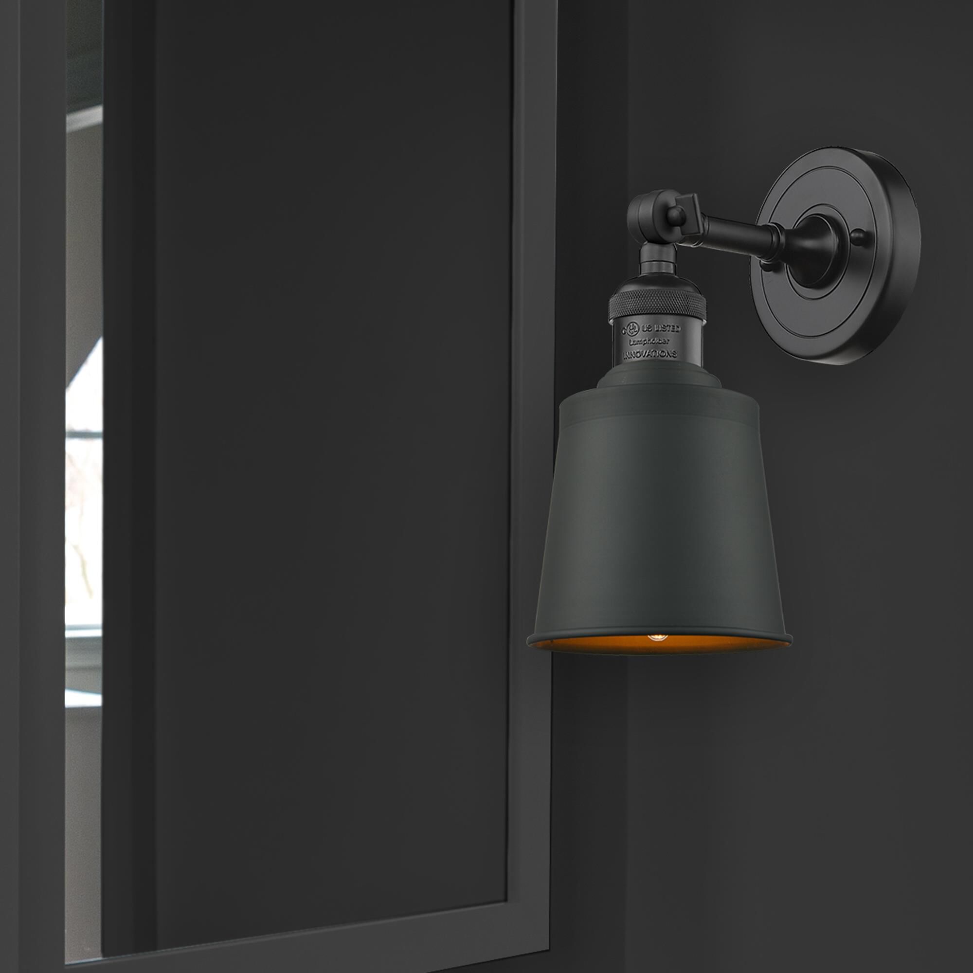 Shown in Matte Black finish and Matte Black glass and Matte Black shade and No Accent accent