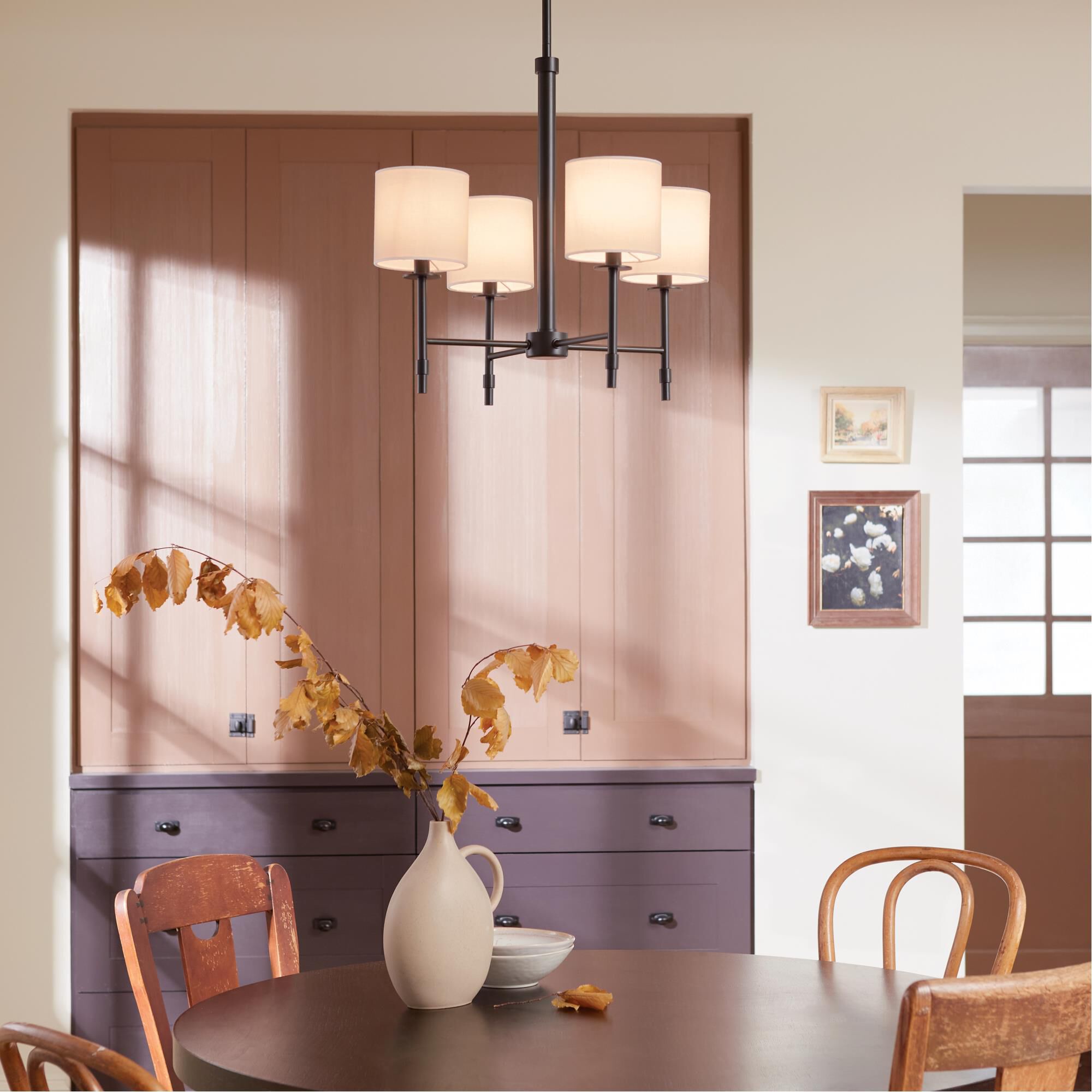 Shown in Black finish and Fabric and Drum shade