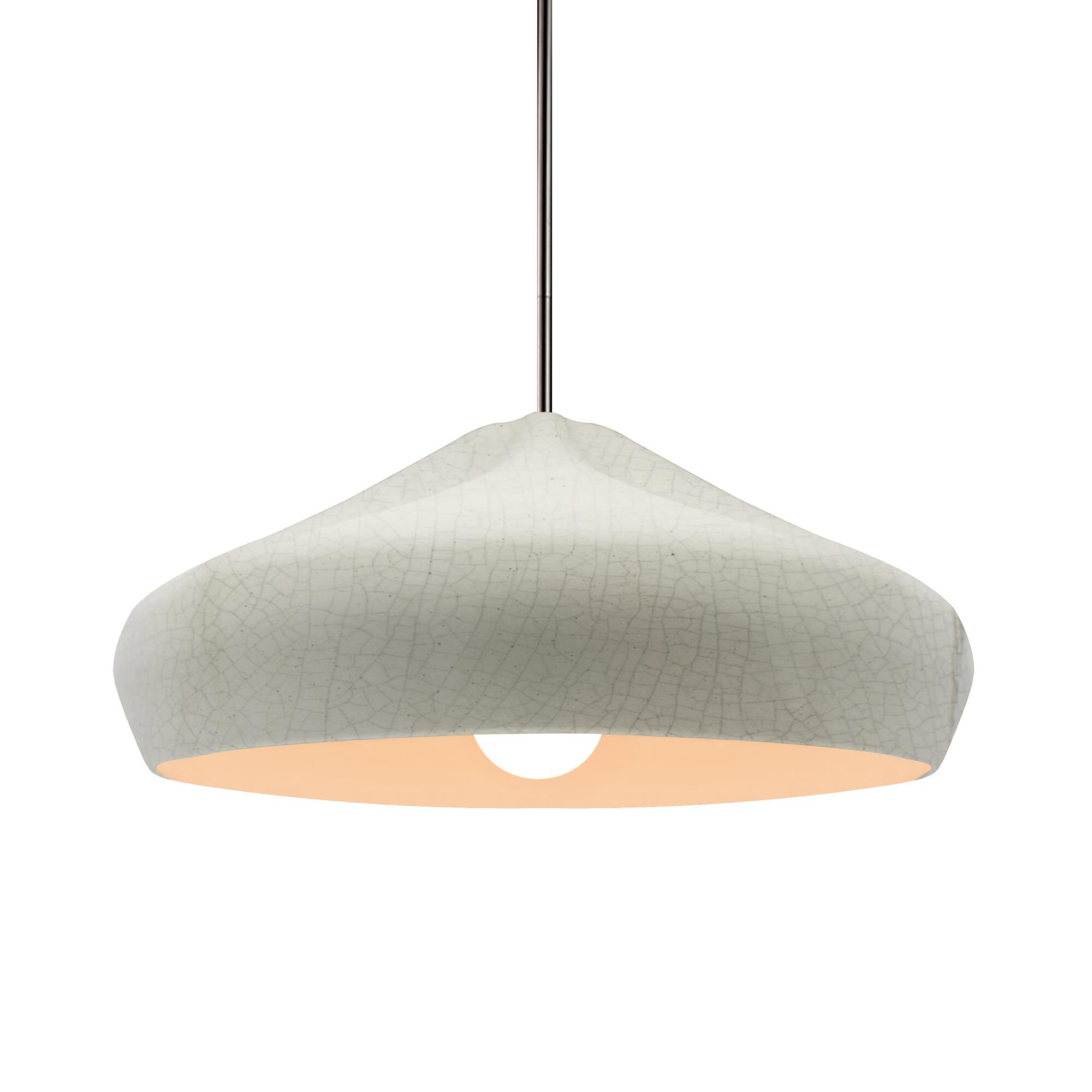Shown in Brushed Nickel finish and White Crackle shade