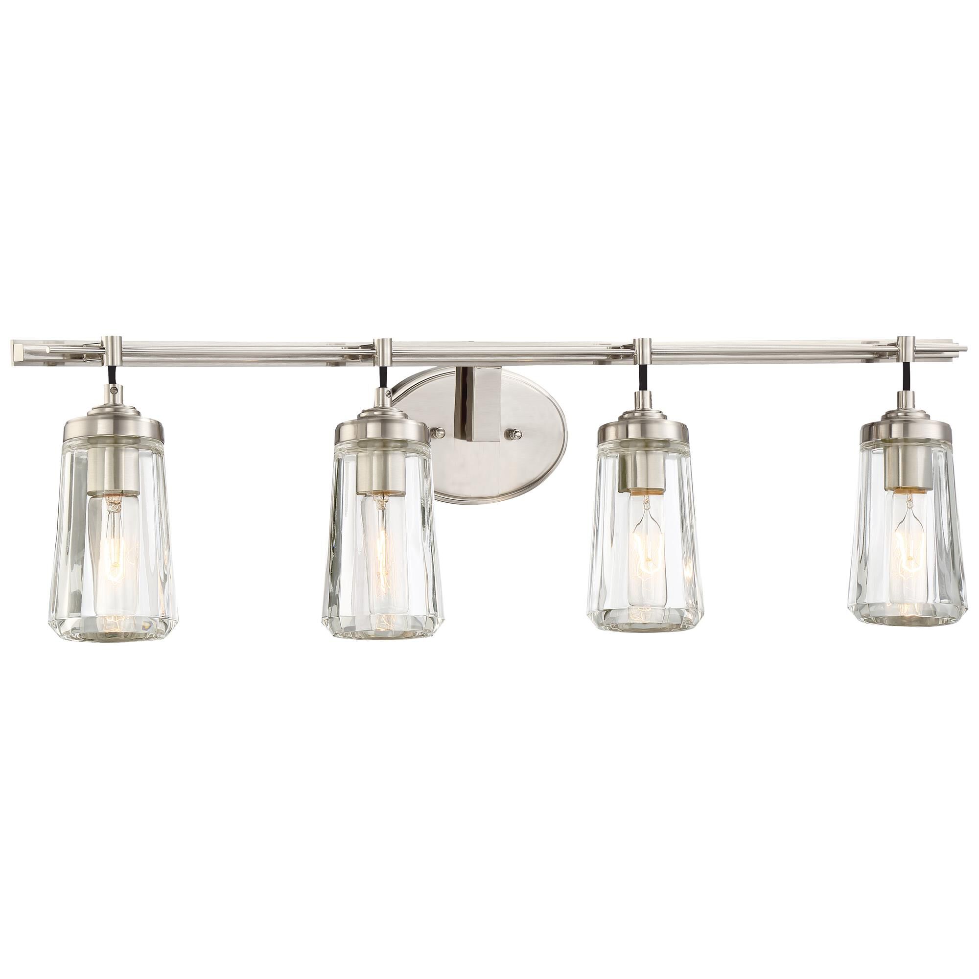 Shown in Brushed Nickel finish and Clear glass