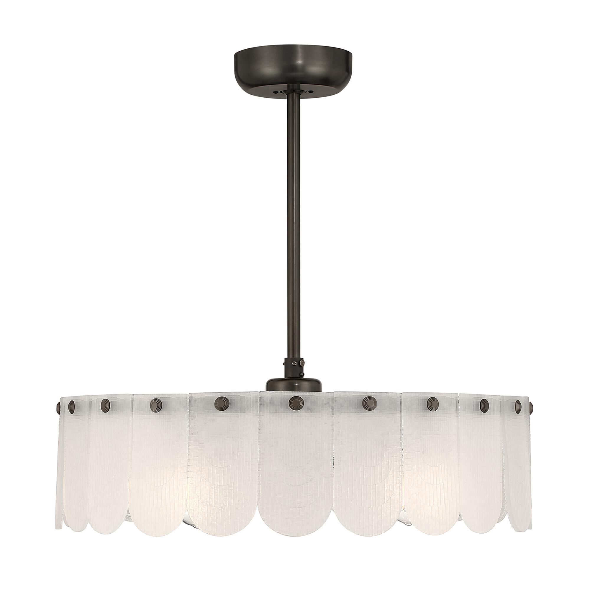 Shown in Mediterranean Bronze finish and Frosted Sugar glass