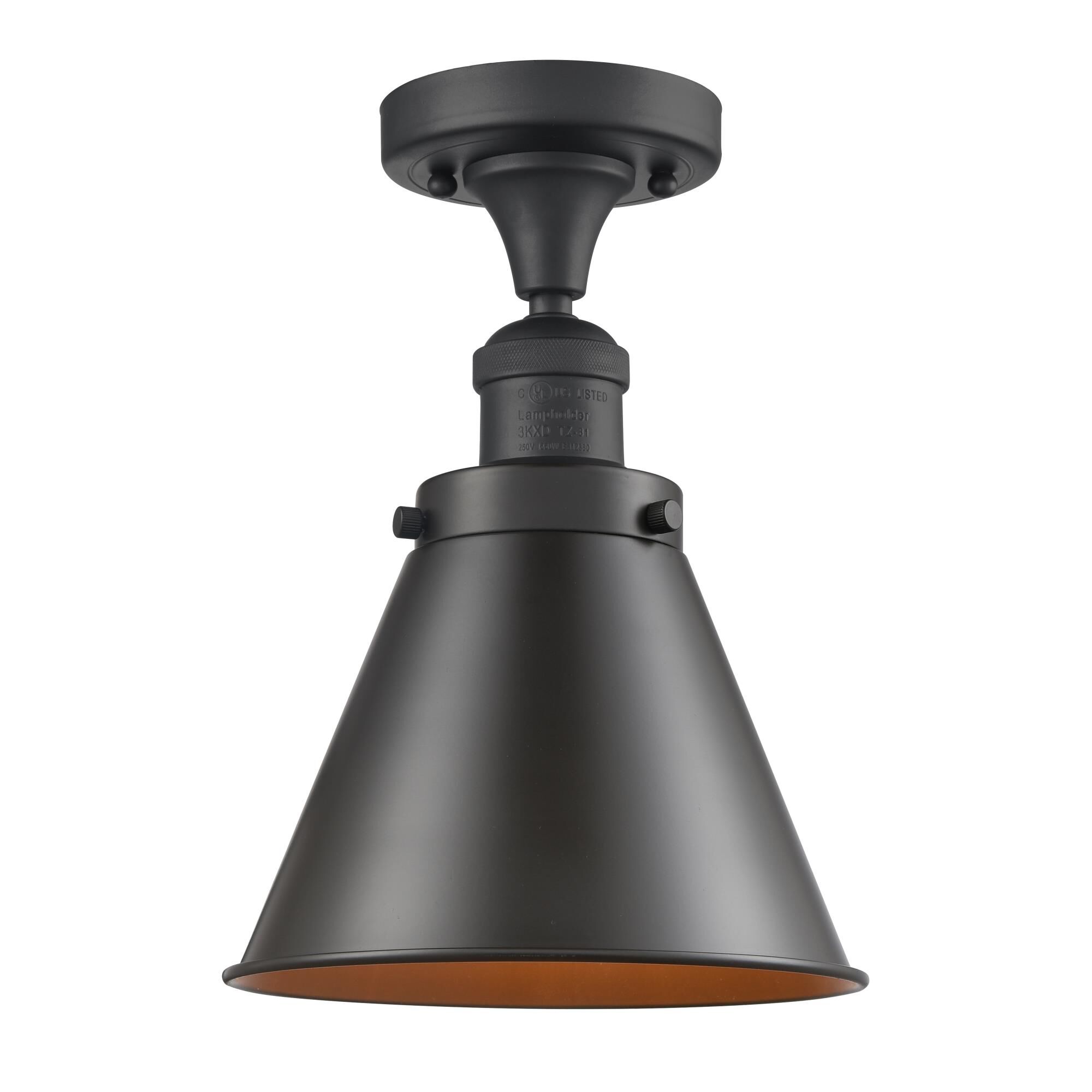 Shown in Oil Rubbed Bronze finish and Metal - Oil Rubbed Bronze - Cone shade