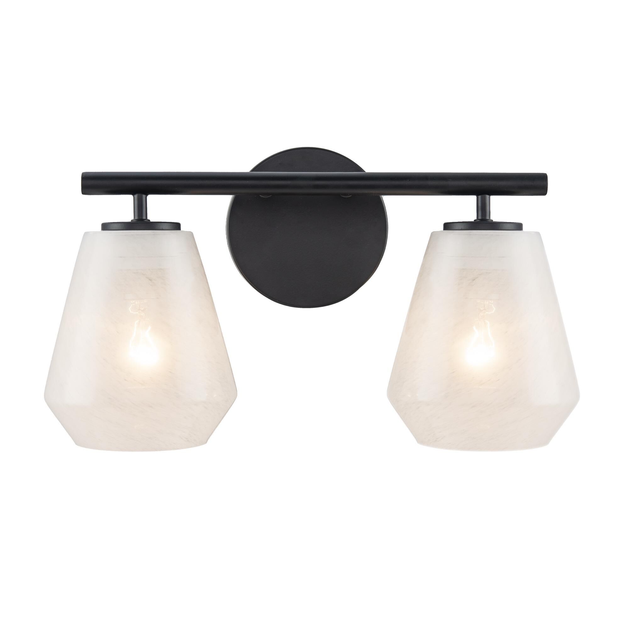 Shown in Black finish and Wispy White glass