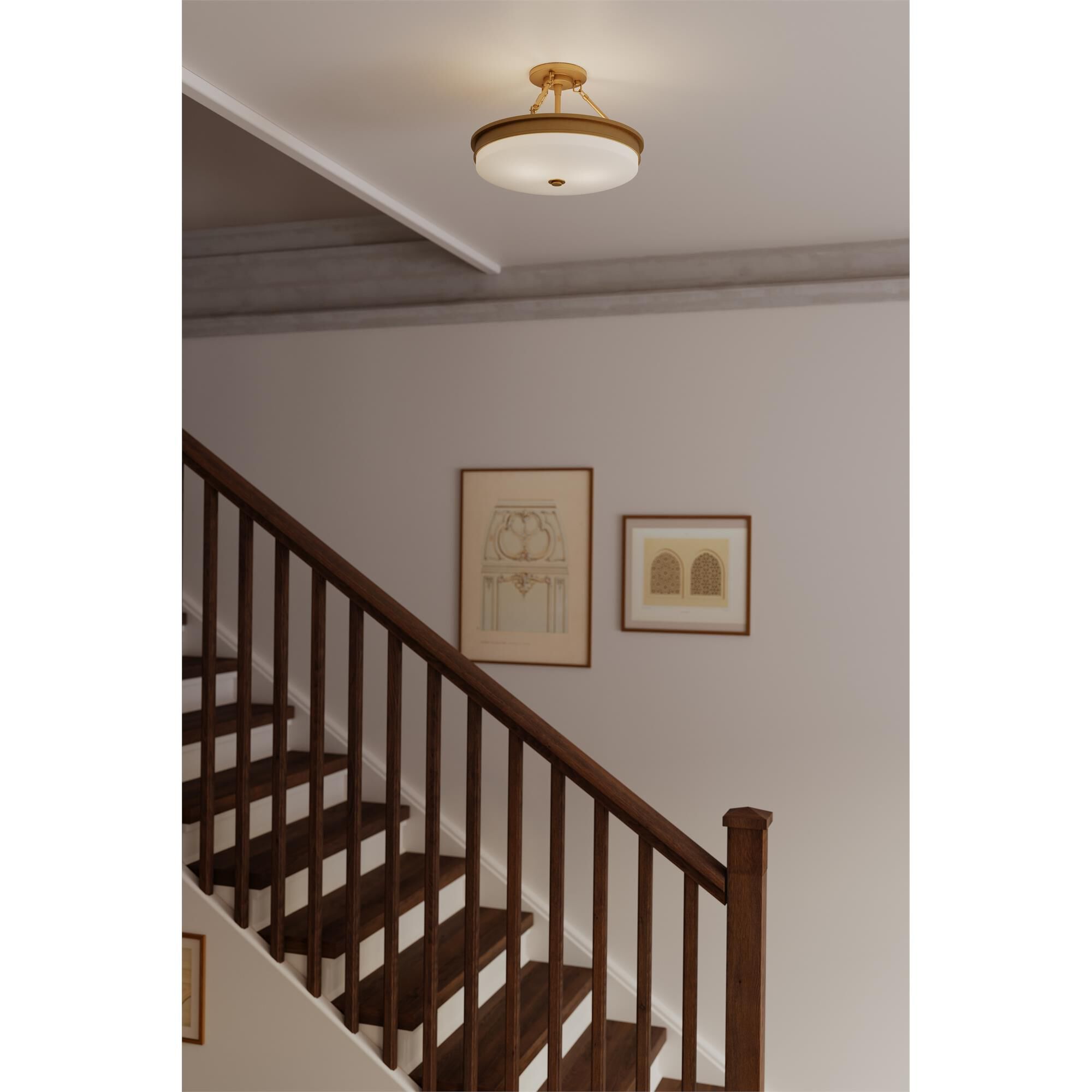Shown in Legacy Brass finish and Etched Opal glass