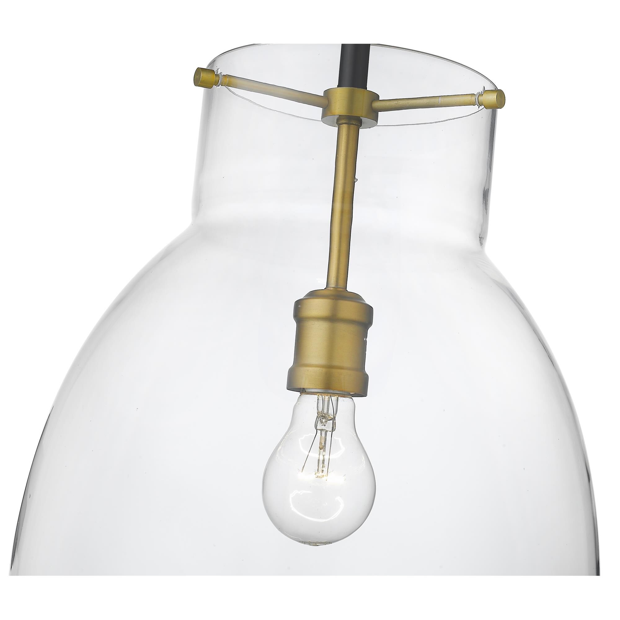 Shown in Matte Black + Olde Brass finish and Glass shade