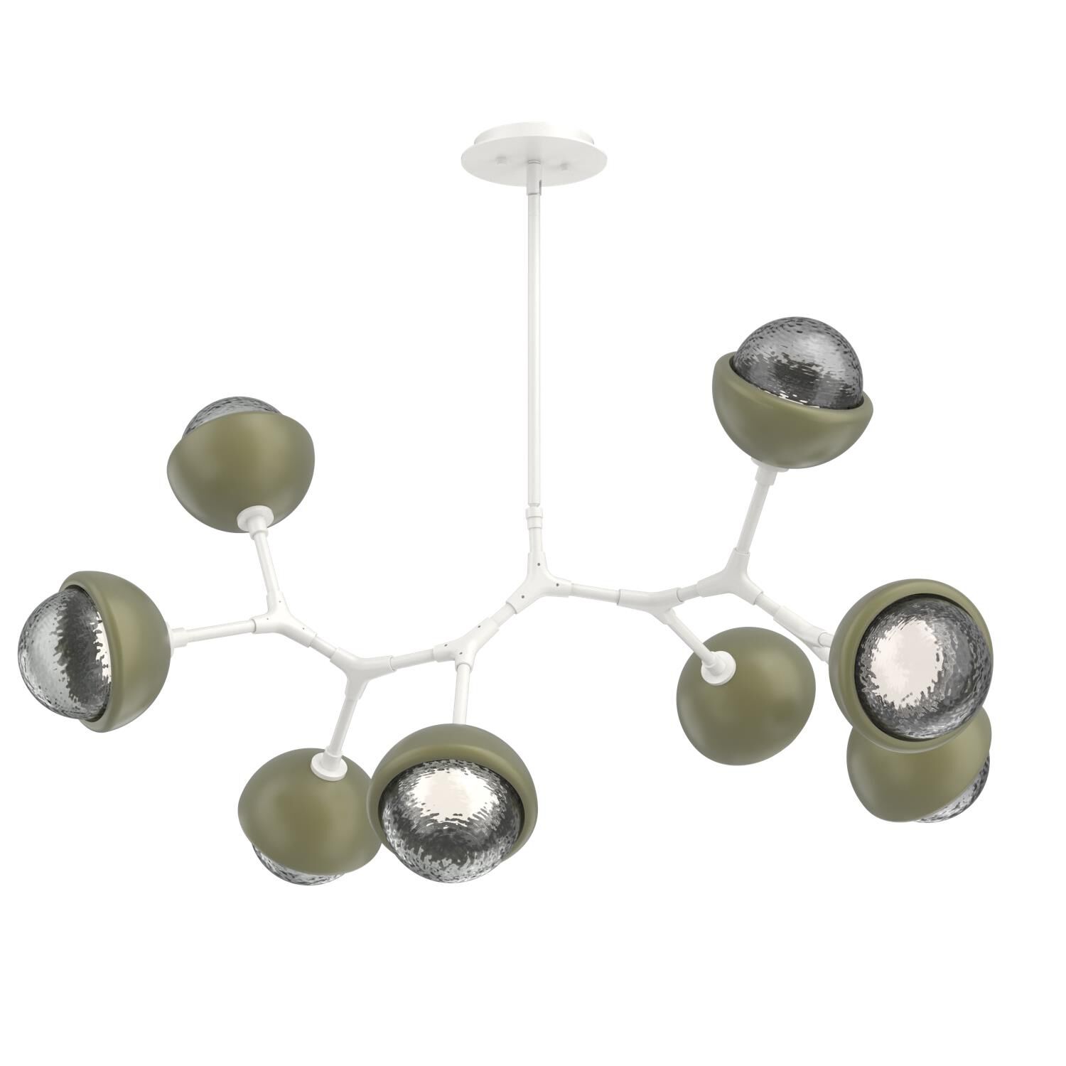 Shown in Salt White finish and Smoke glass and Sage Green accent