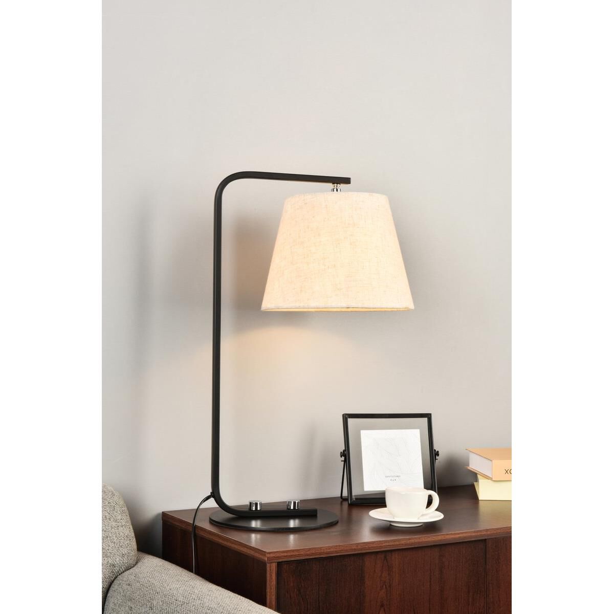 Shown in Black finish and White Fabric shade