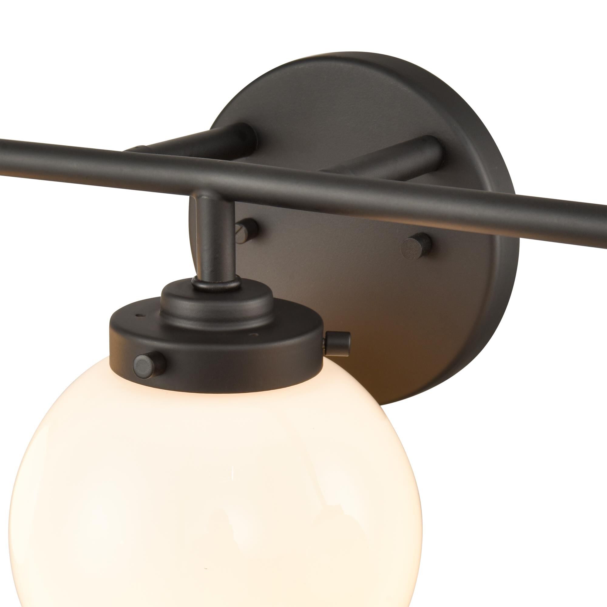 Shown in Matte Black finish and Opal  Round Shade glass and Opal Glass Round shade