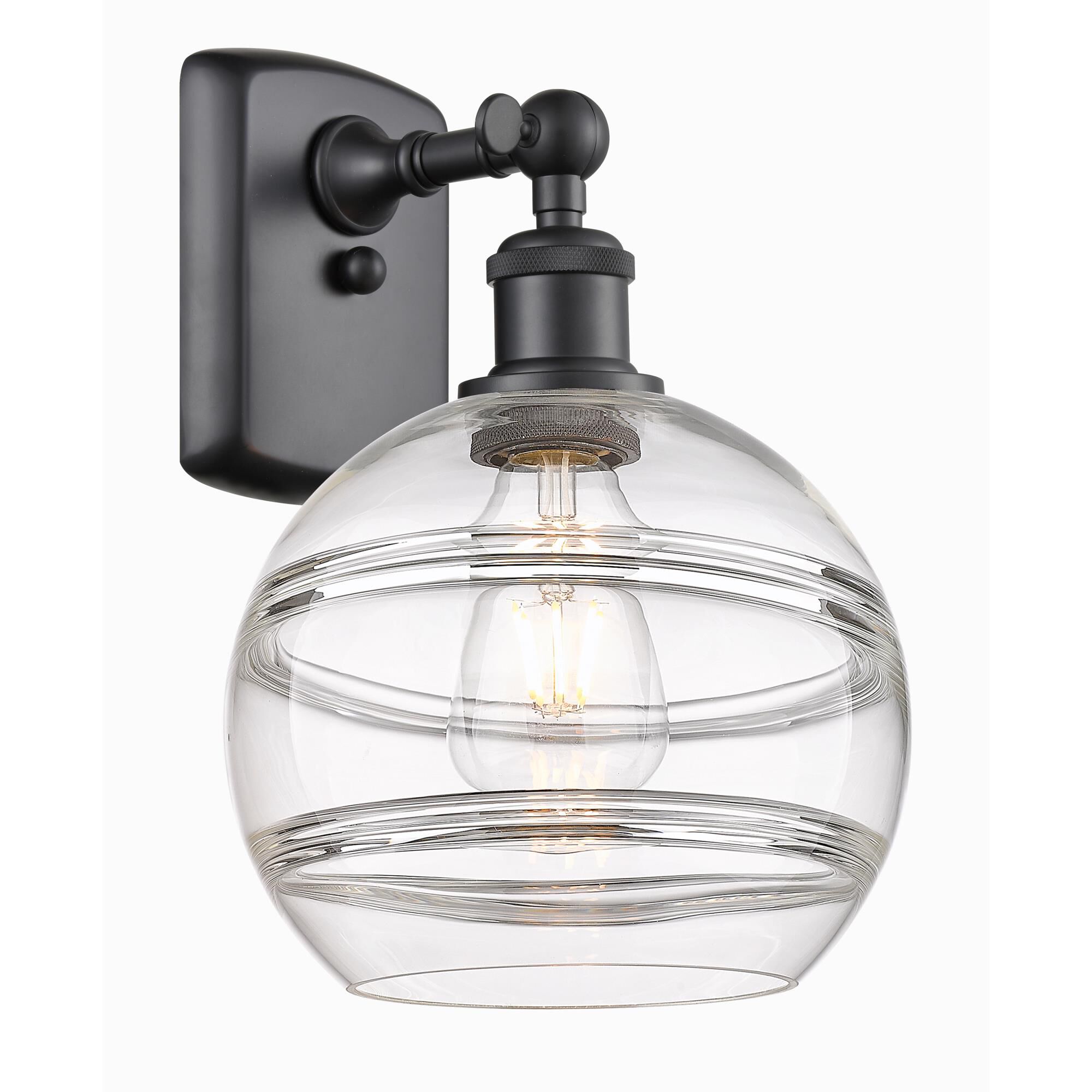 Shown in Matte Black finish and Clear glass