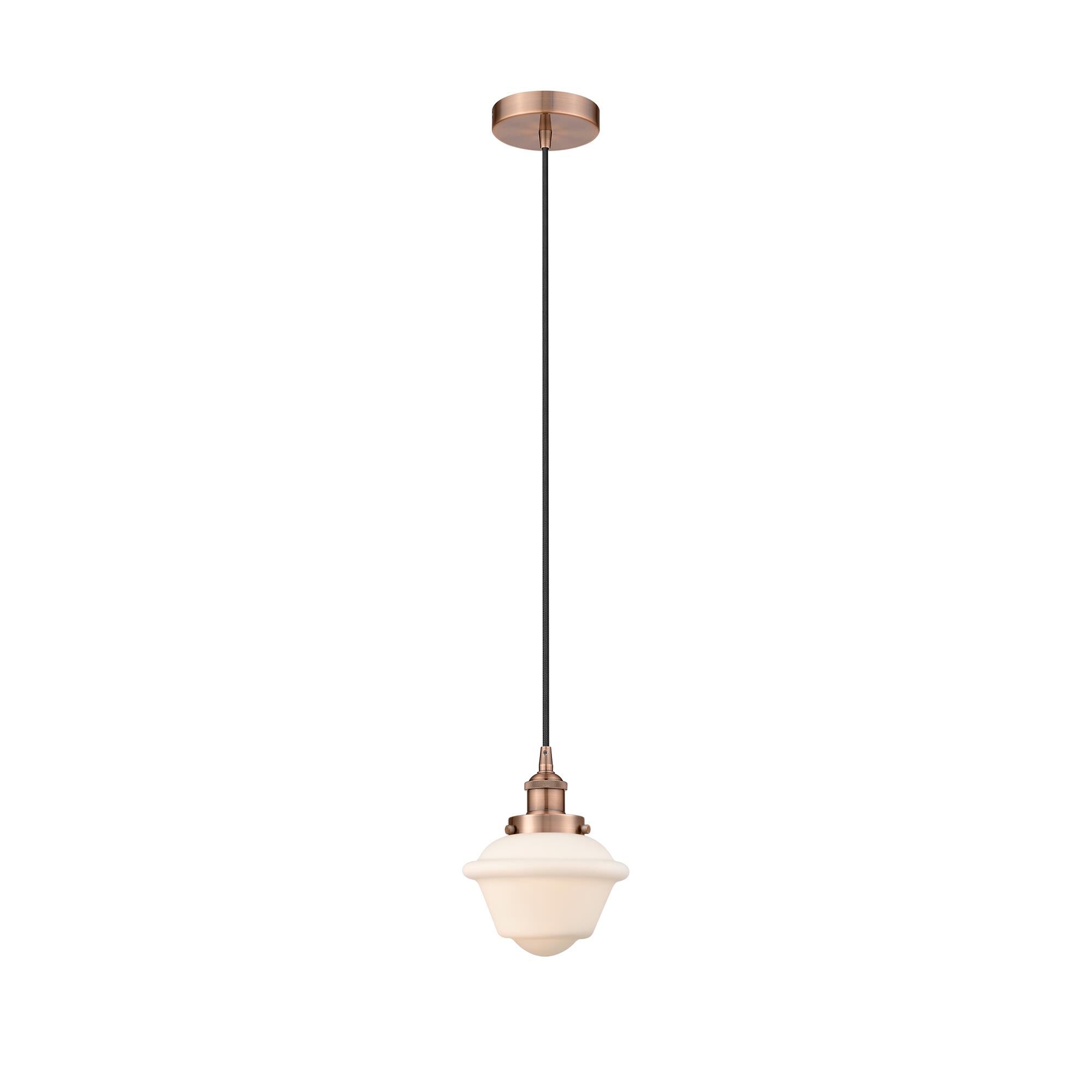 Shown in Antique Copper finish and Matte White Cased Small Oxford glass