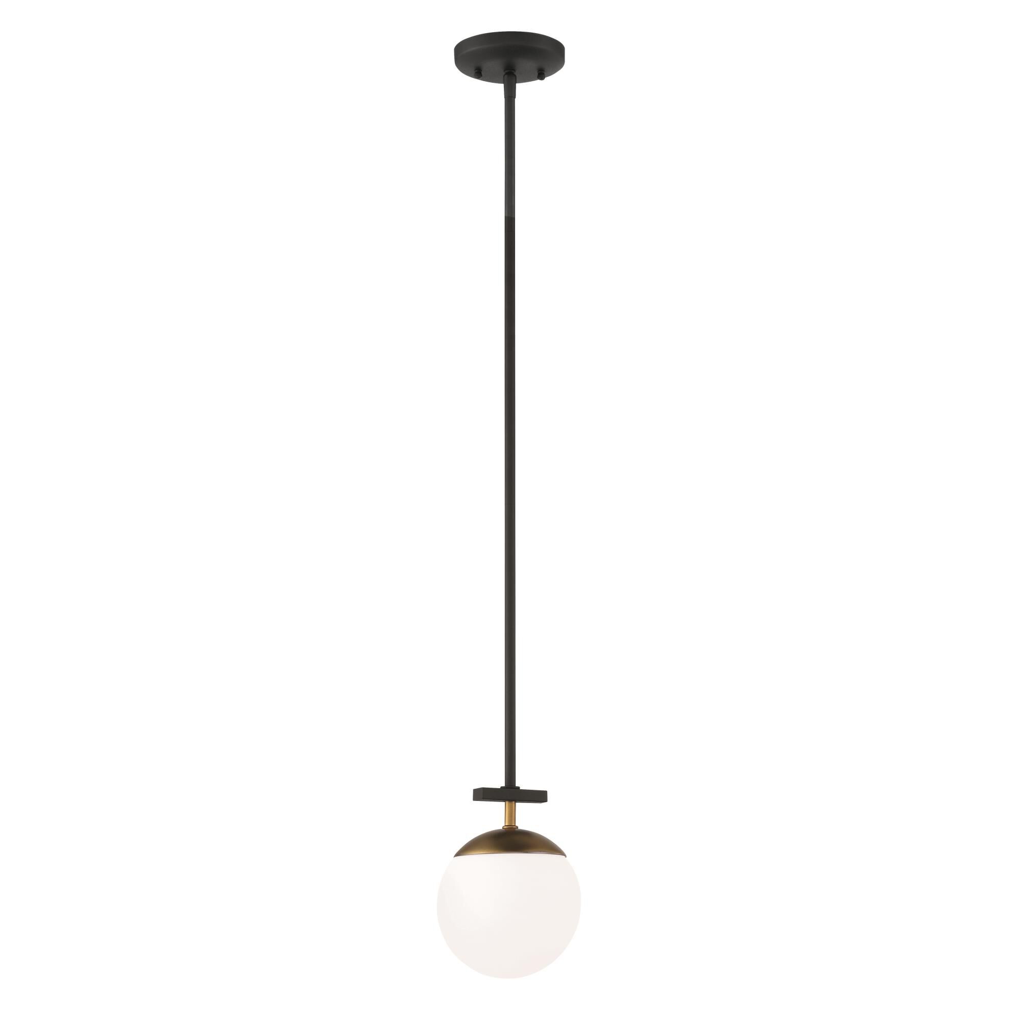 Shown in Weathered Black W/Autumn Gold finish and Etched Opal glass and Glass shade